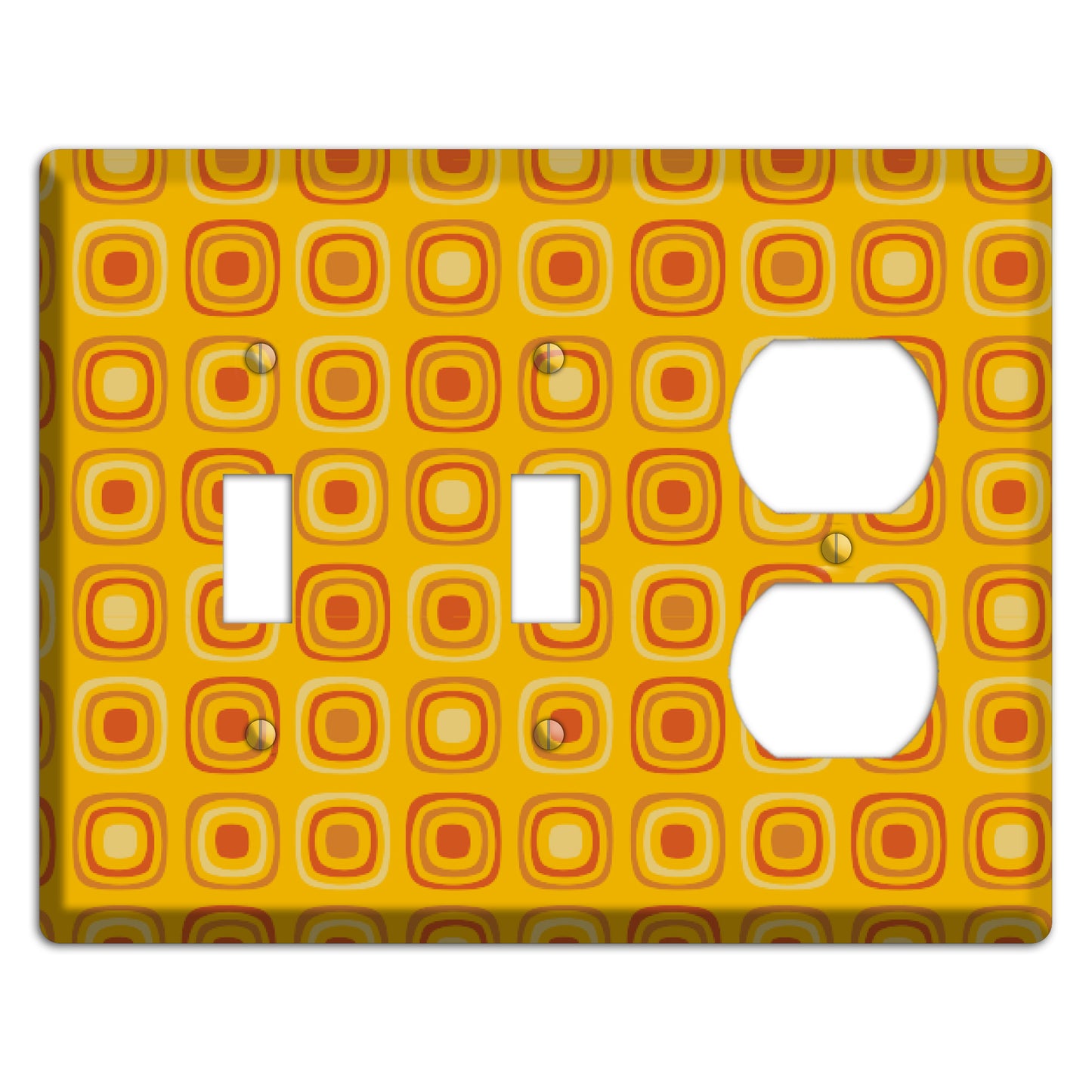 Multi Orange Red Retro Squares 2 Toggle / Duplex Wallplate