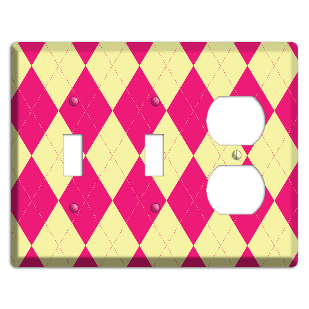 Pink and Yellow Argyle 2 Toggle / Duplex Wallplate