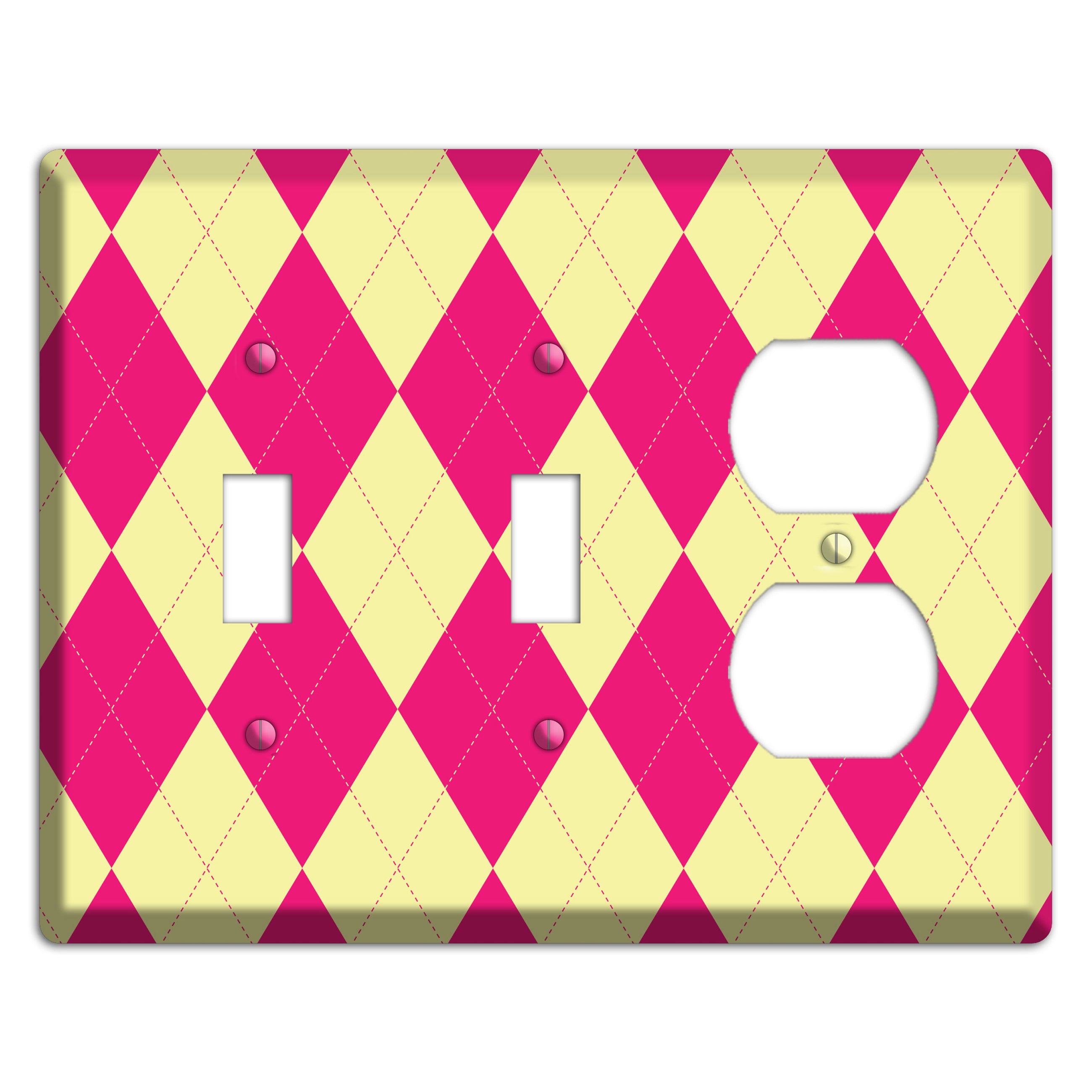 Pink and Yellow Argyle 2 Toggle / Duplex Wallplate