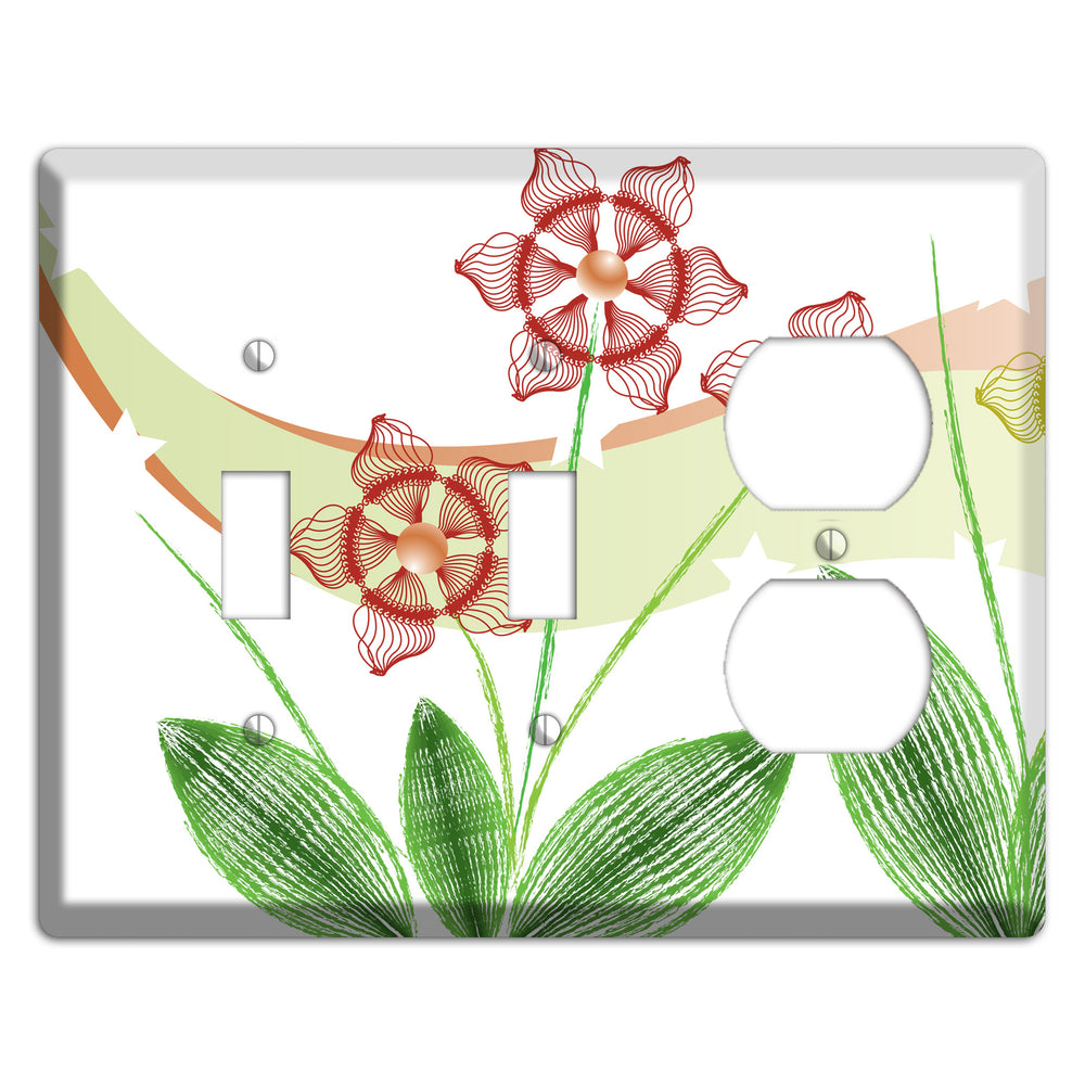 Green Abstract Flowers 2 Toggle / Duplex Wallplate