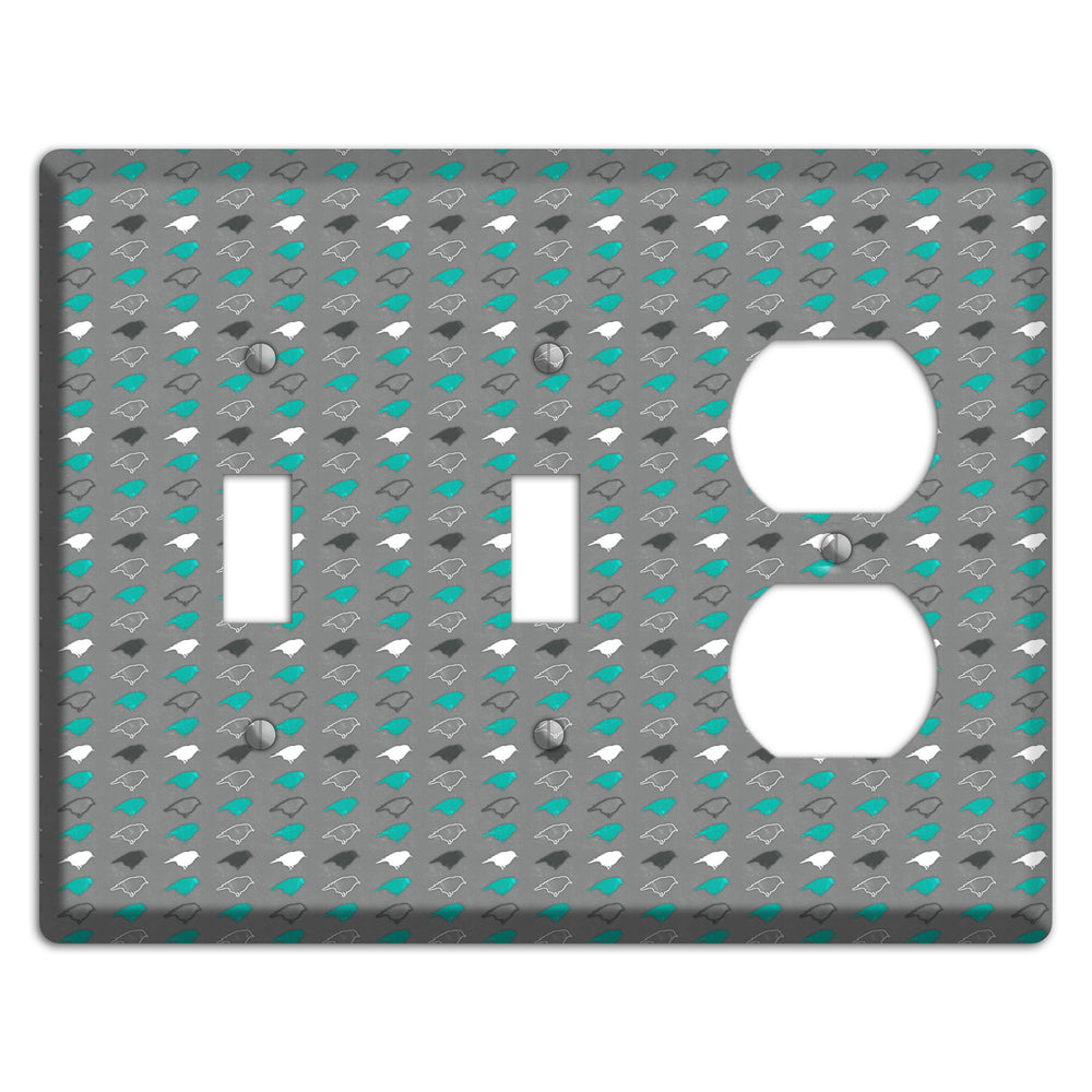 Grey with Small Green Birds 2 2 Toggle / Duplex Wallplate