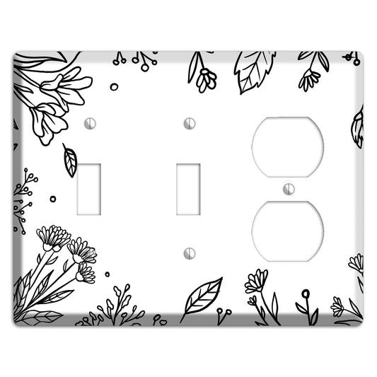 Hand-Drawn Floral 30 2 Toggle / Duplex Wallplate