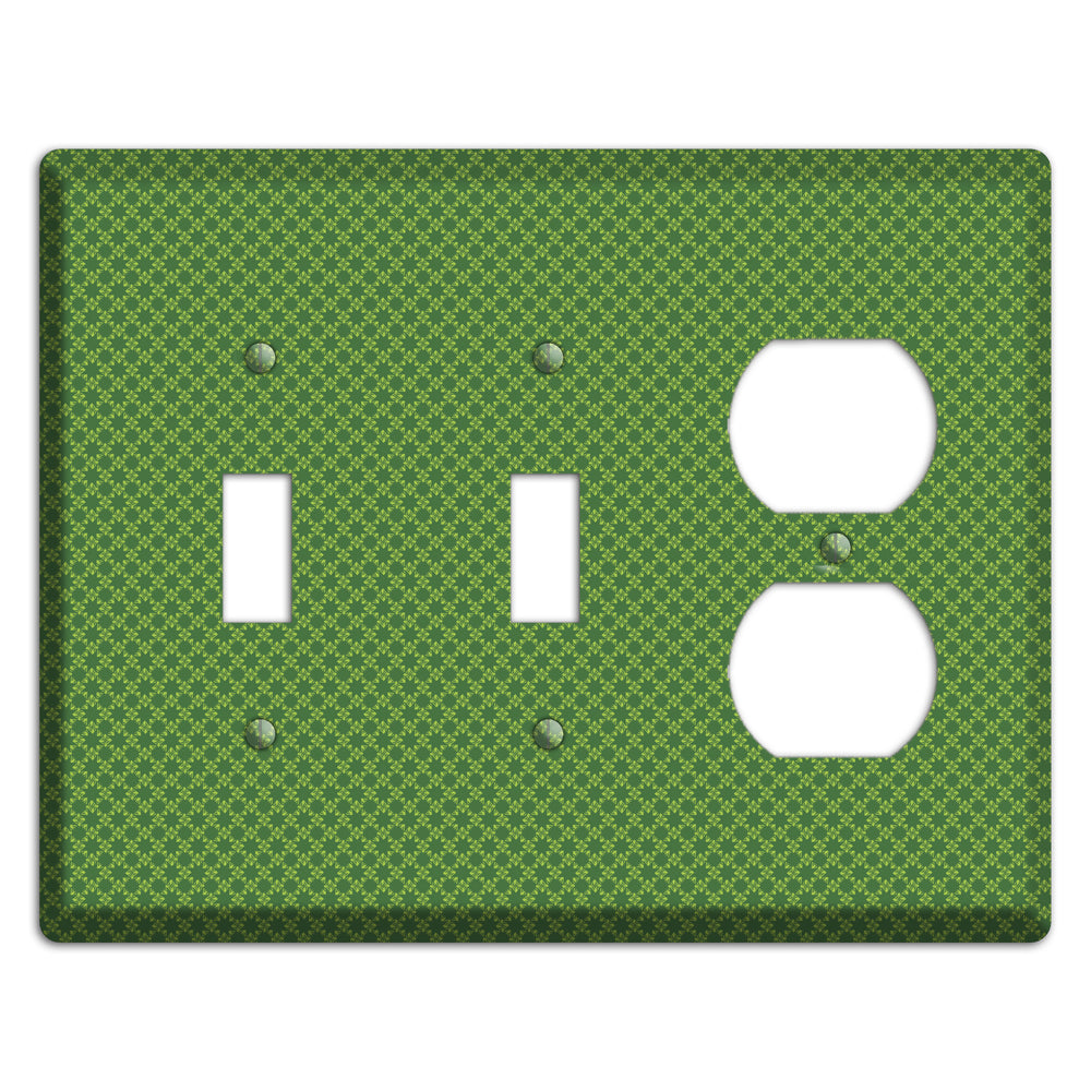 Multi Green Tiny Checked Foulard 2 Toggle / Duplex Wallplate