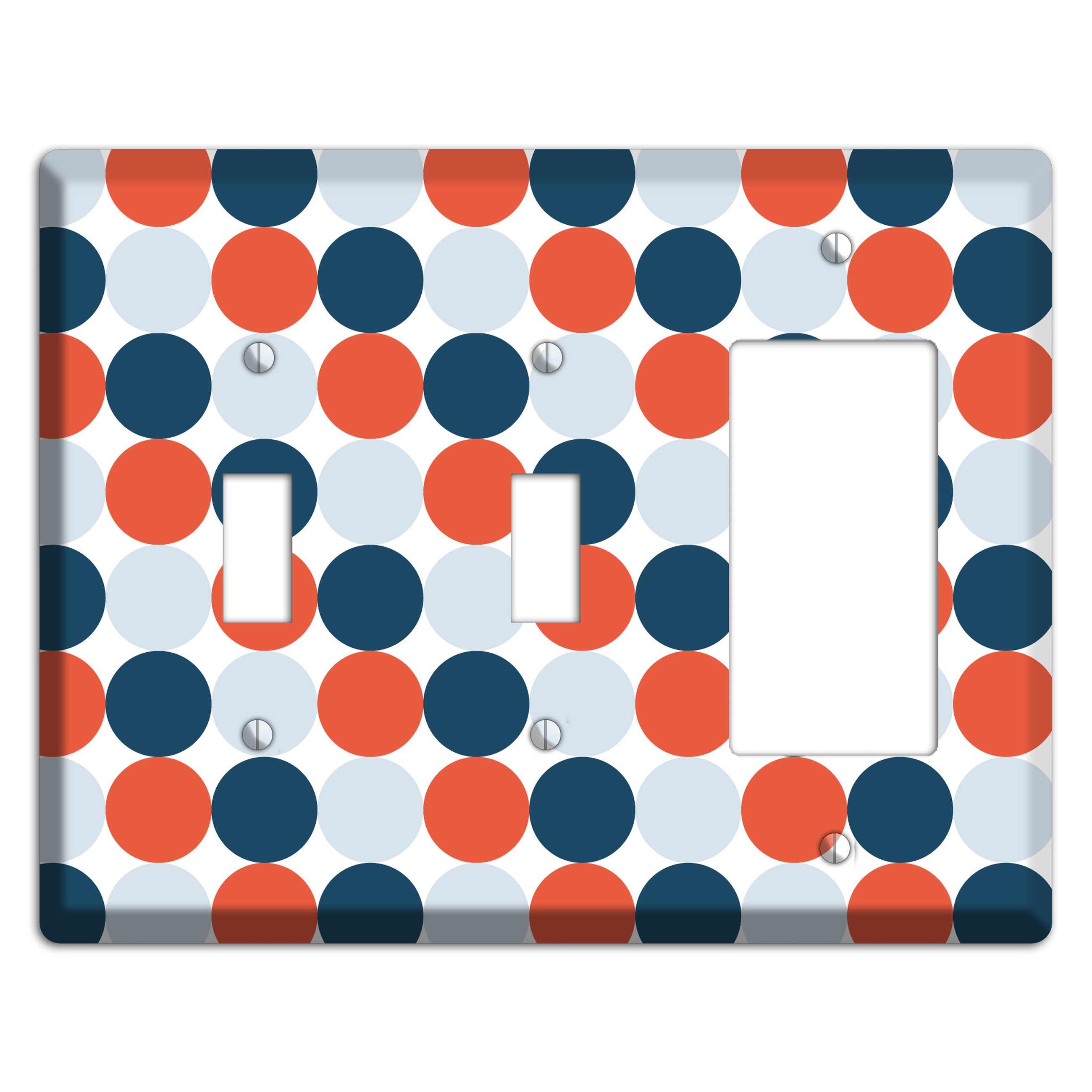 Multi Blue Red Tiled Dots 2 Toggle / Rocker Wallplate