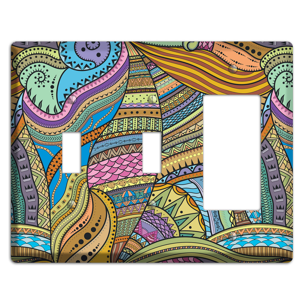 Retro Flourish 6 2 Toggle / Rocker Wallplate