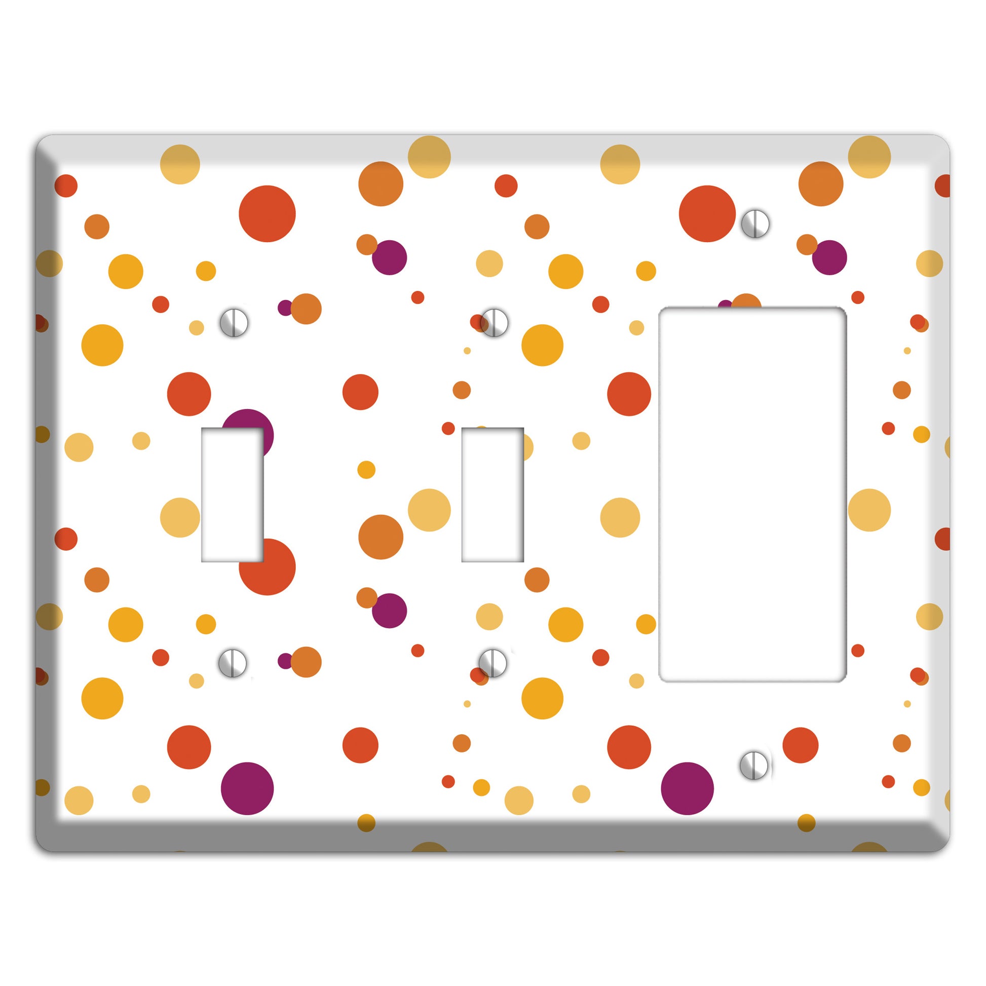 White with Multi Red and Umber Small Dots 2 Toggle / Rocker Wallplate