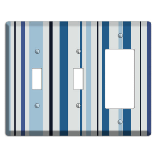 Multi White and Blue Vertical Stripe 2 Toggle / Rocker Wallplate