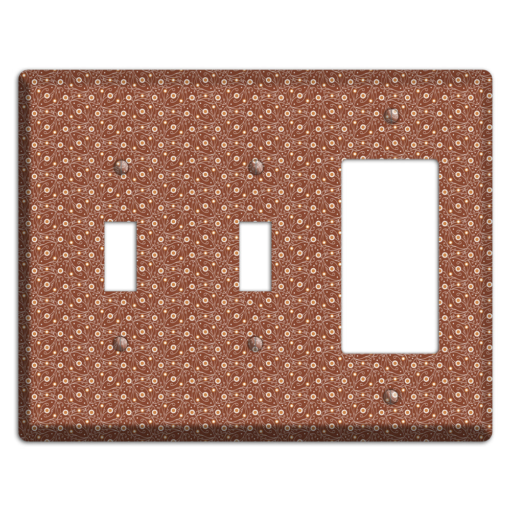 Tiny Brown Vine Floral 2 Toggle / Rocker Wallplate