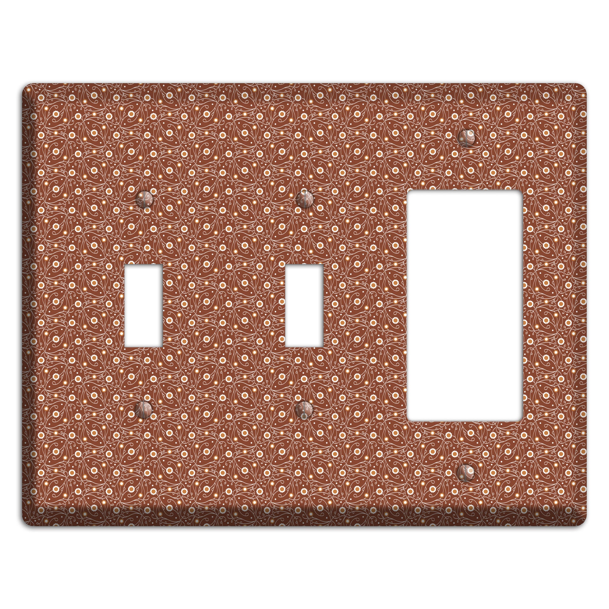 Tiny Brown Vine Floral 2 Toggle / Rocker Wallplate
