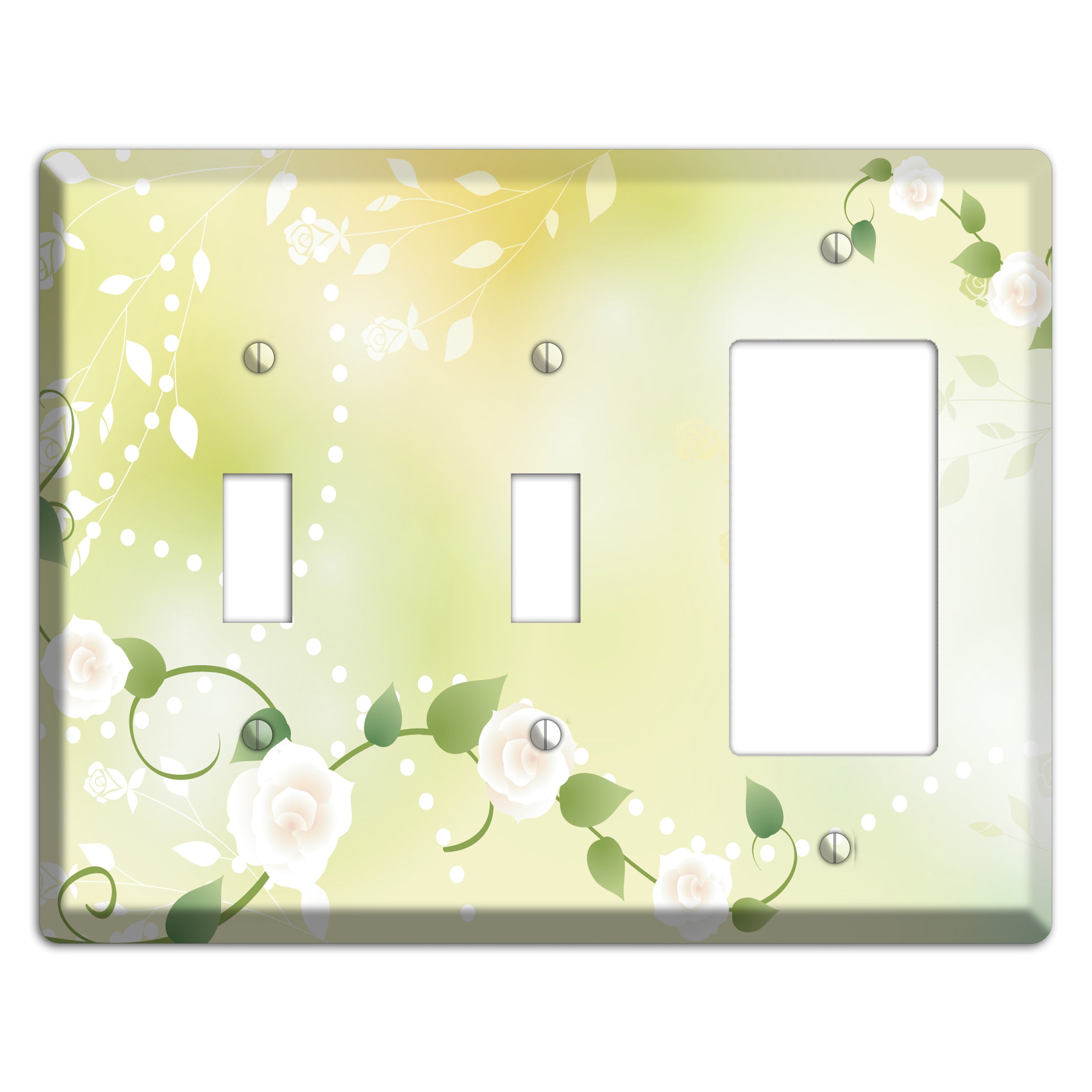 Green Delicate Flowers 2 Toggle / Rocker Wallplate