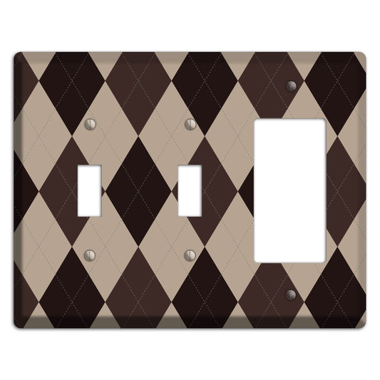 Brown and Beige Argyle 2 Toggle / Rocker Wallplate