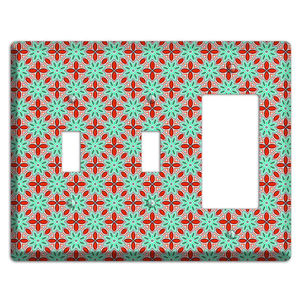 Green and Red Foulard 2 Toggle / Rocker Wallplate