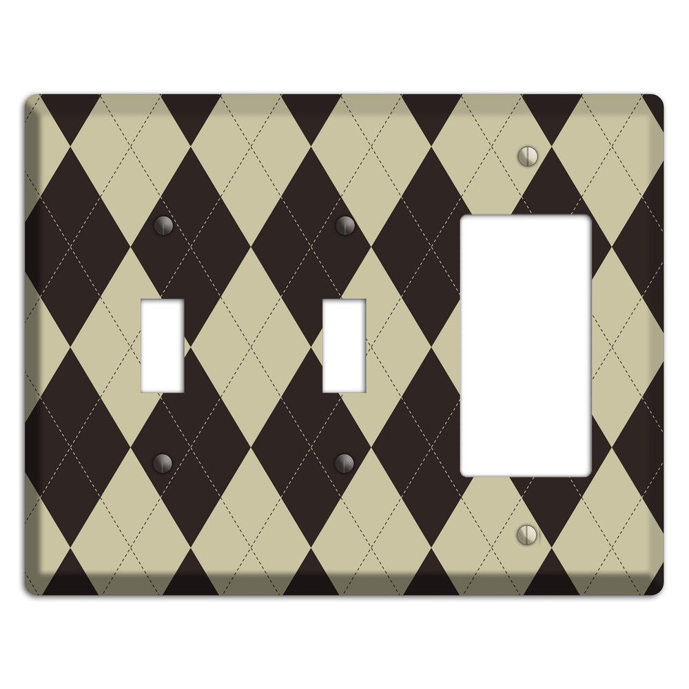 Beige and Black Argyle 2 Toggle / Rocker Wallplate