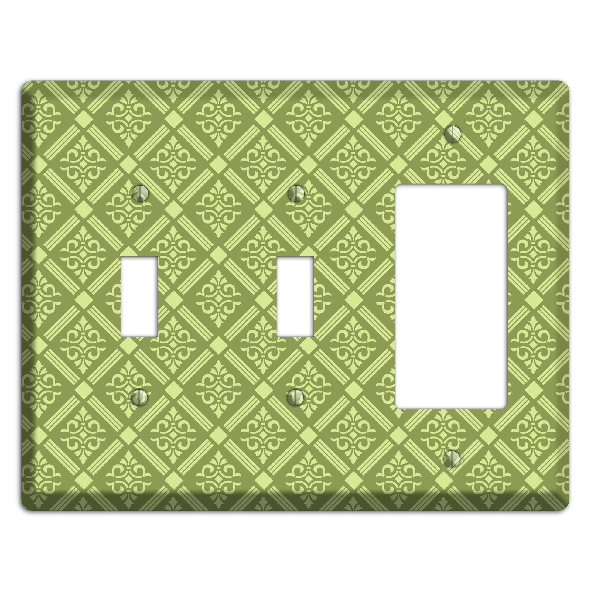 Green Damask diamonds 2 Toggle / Rocker Wallplate