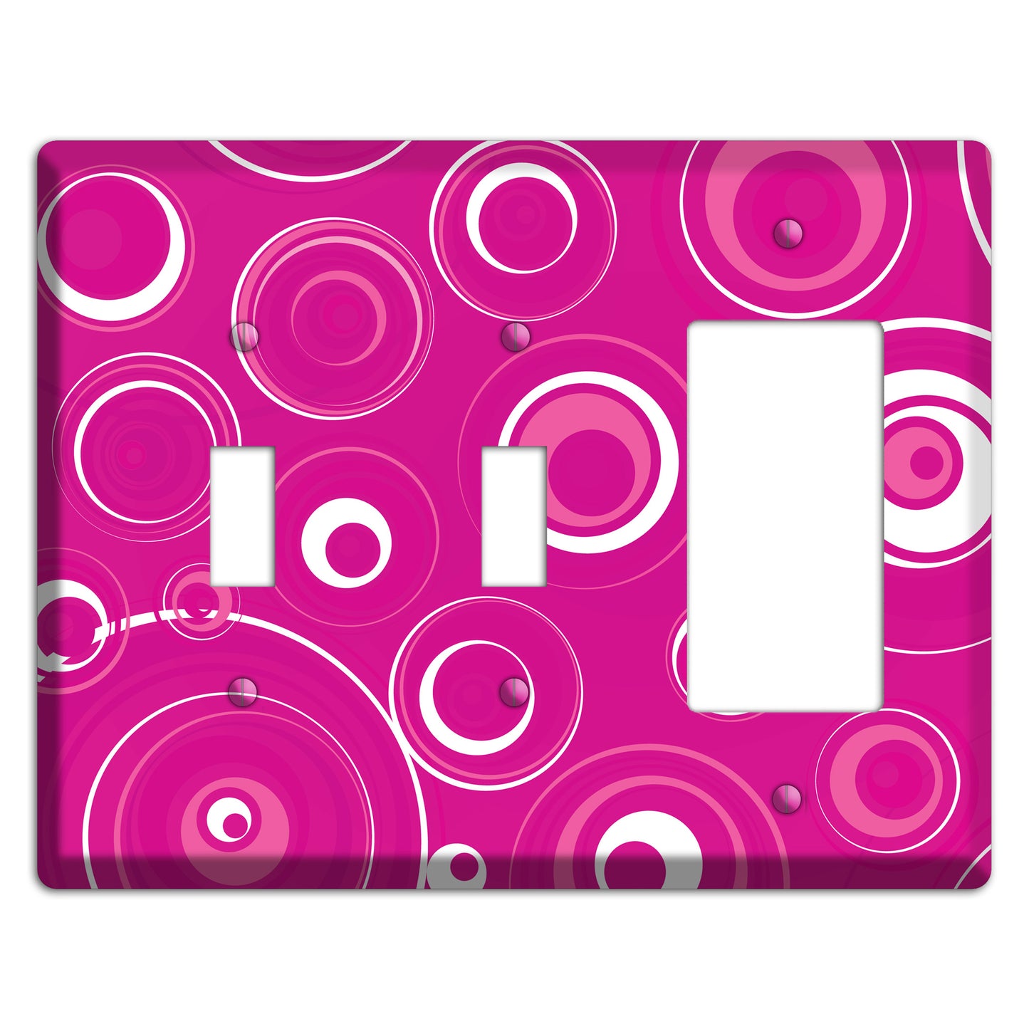 Dark Pink Circles 2 Toggle / Rocker Wallplate