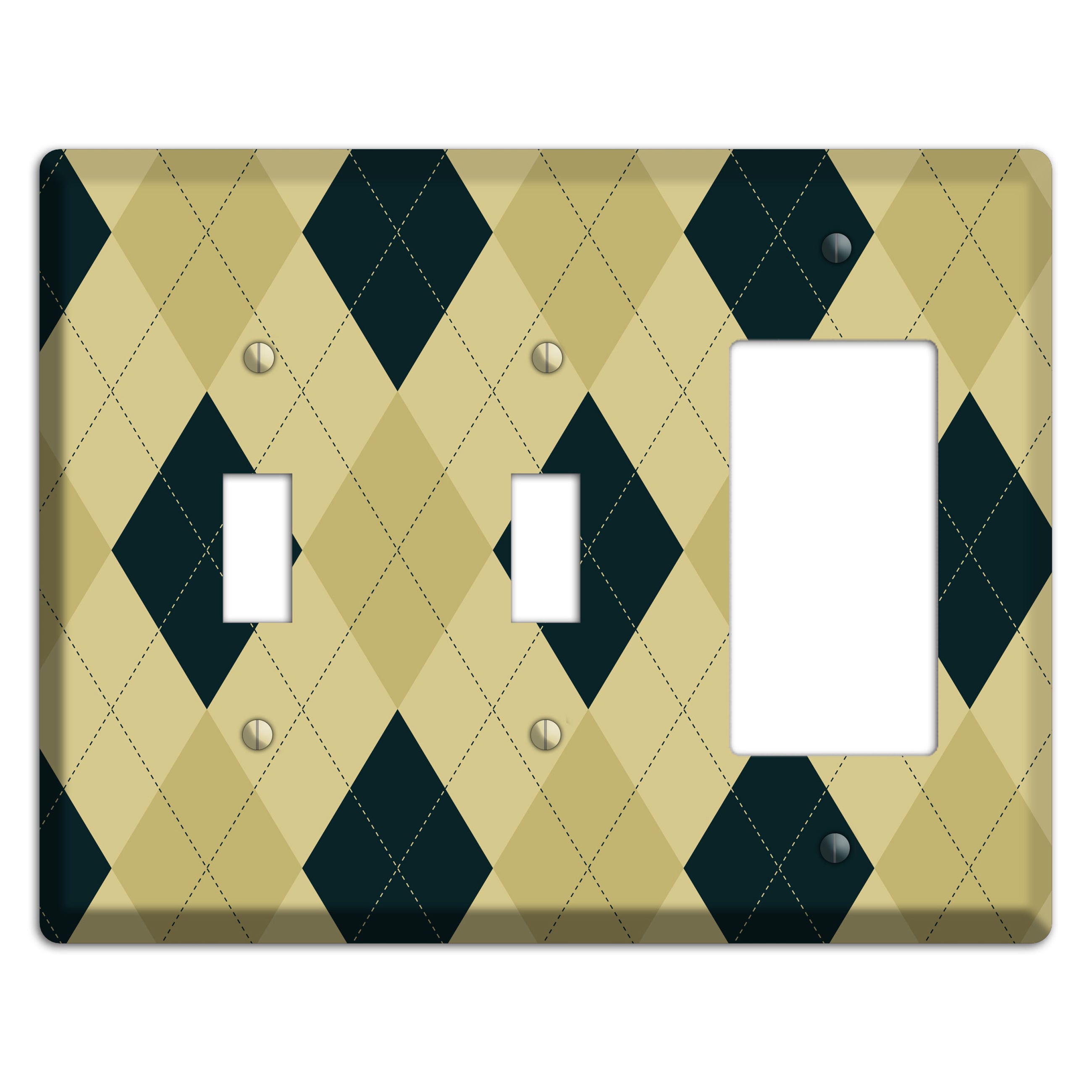 Beige and Yellow Argyle 2 Toggle / Rocker Wallplate
