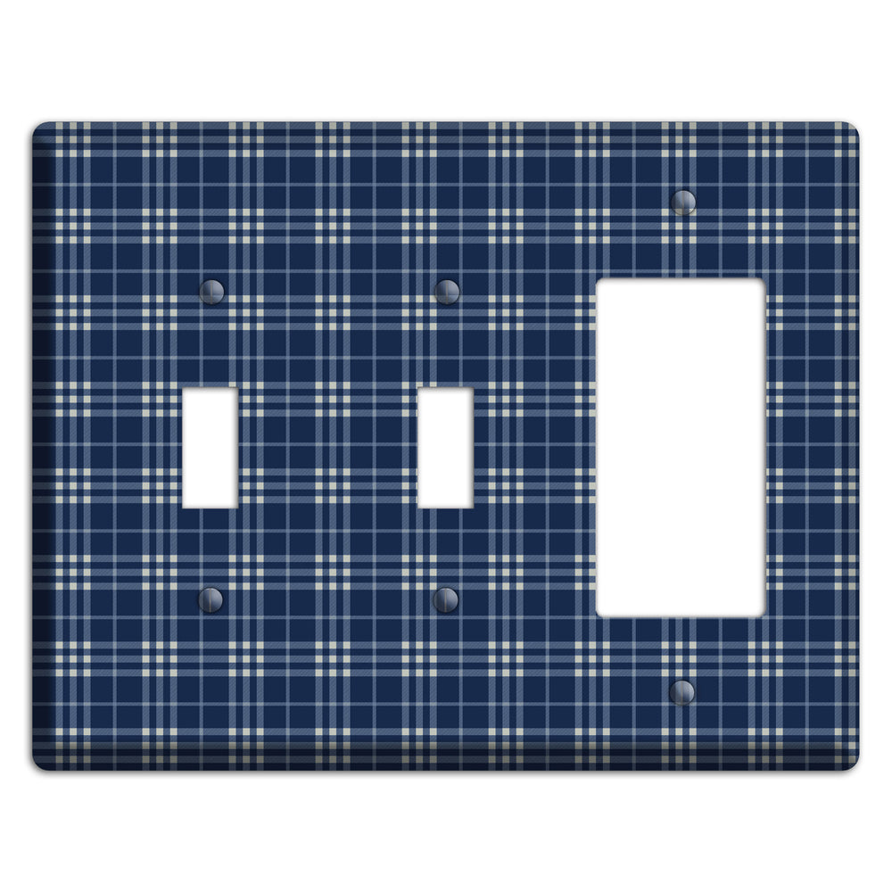 Blue and White Plaid 2 Toggle / Rocker Wallplate