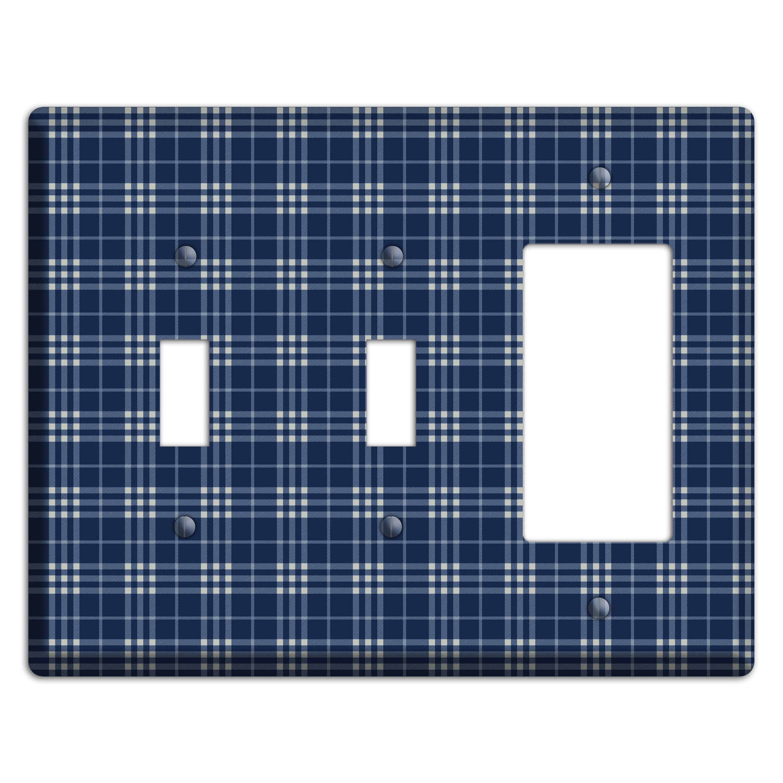 Blue and White Plaid 2 Toggle / Rocker Wallplate