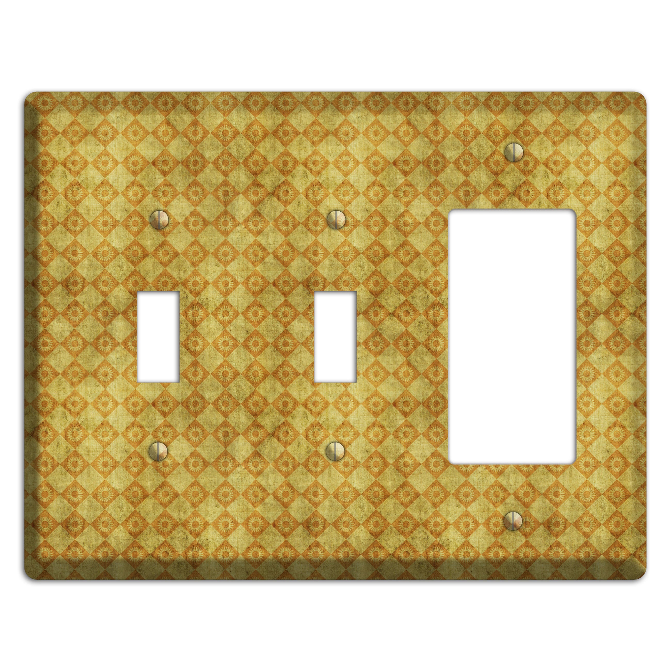 Mustard Diamond Circles 2 Toggle / Rocker Wallplate