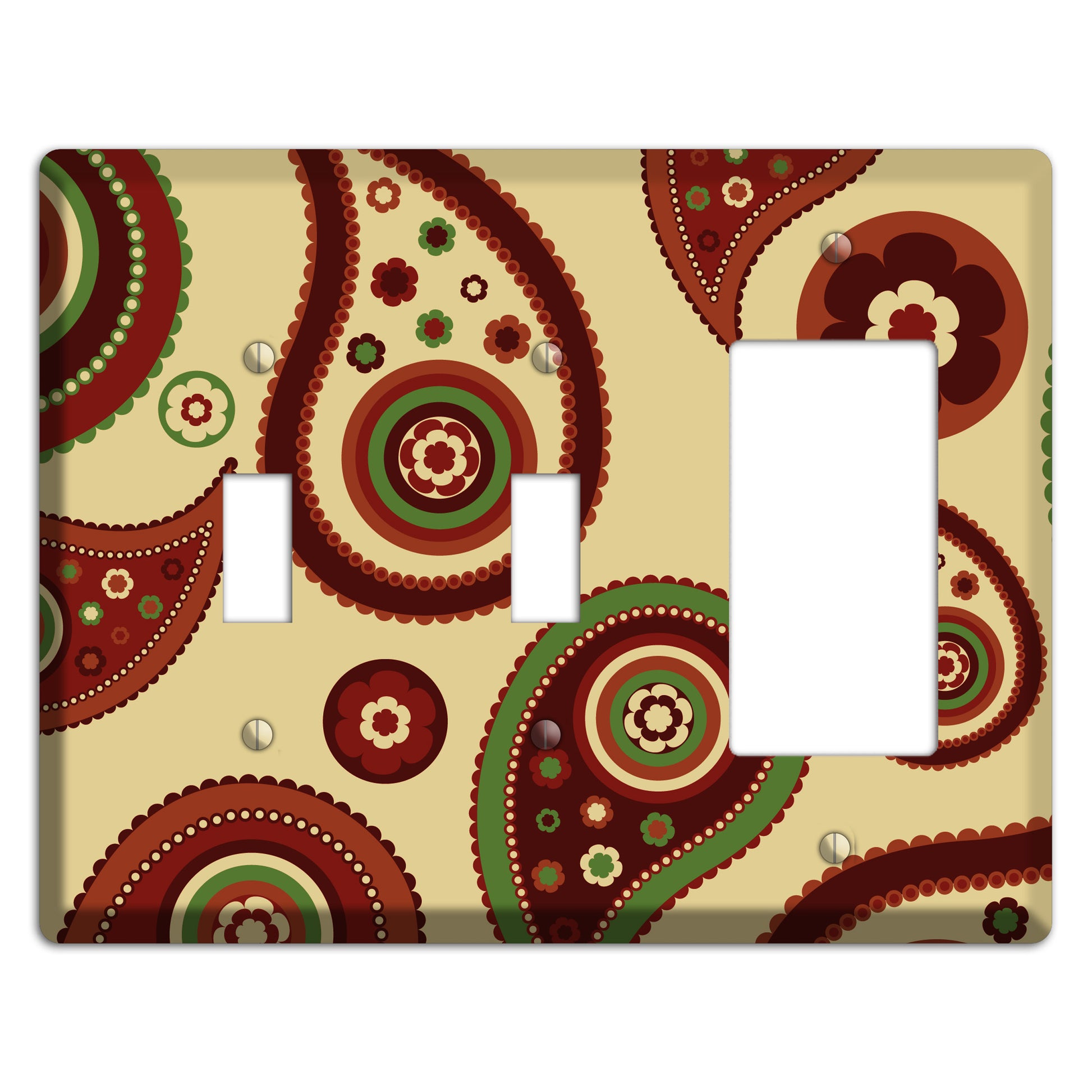 Beige Paisley 2 Toggle / Rocker Wallplate