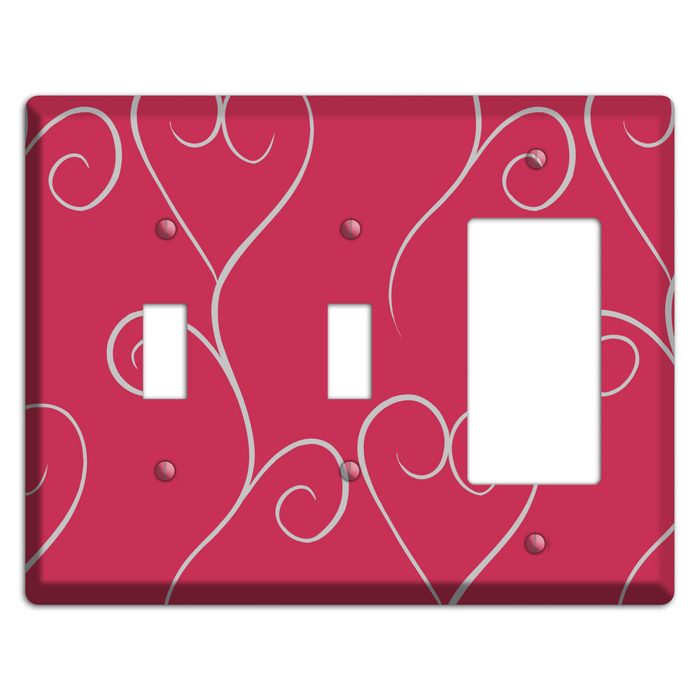 Fuschia Scroll Heart 2 Toggle / Rocker Wallplate