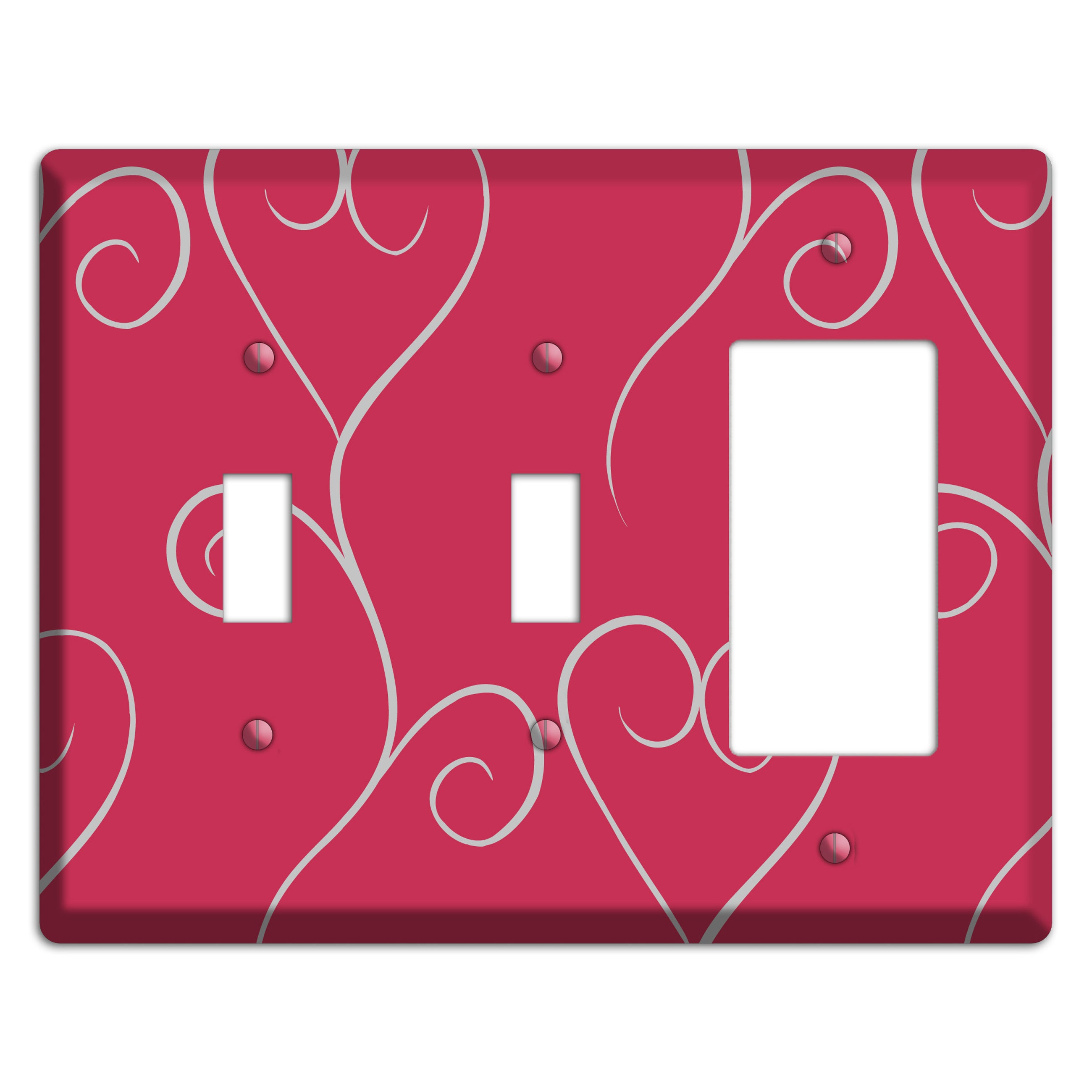 Fuschia Scroll Heart 2 Toggle / Rocker Wallplate