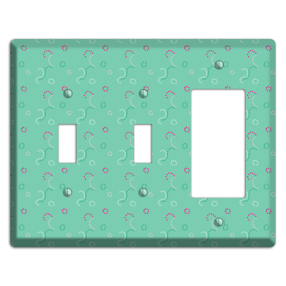 Multi Aqua with Fuschia Stipple 2 Toggle / Rocker Wallplate