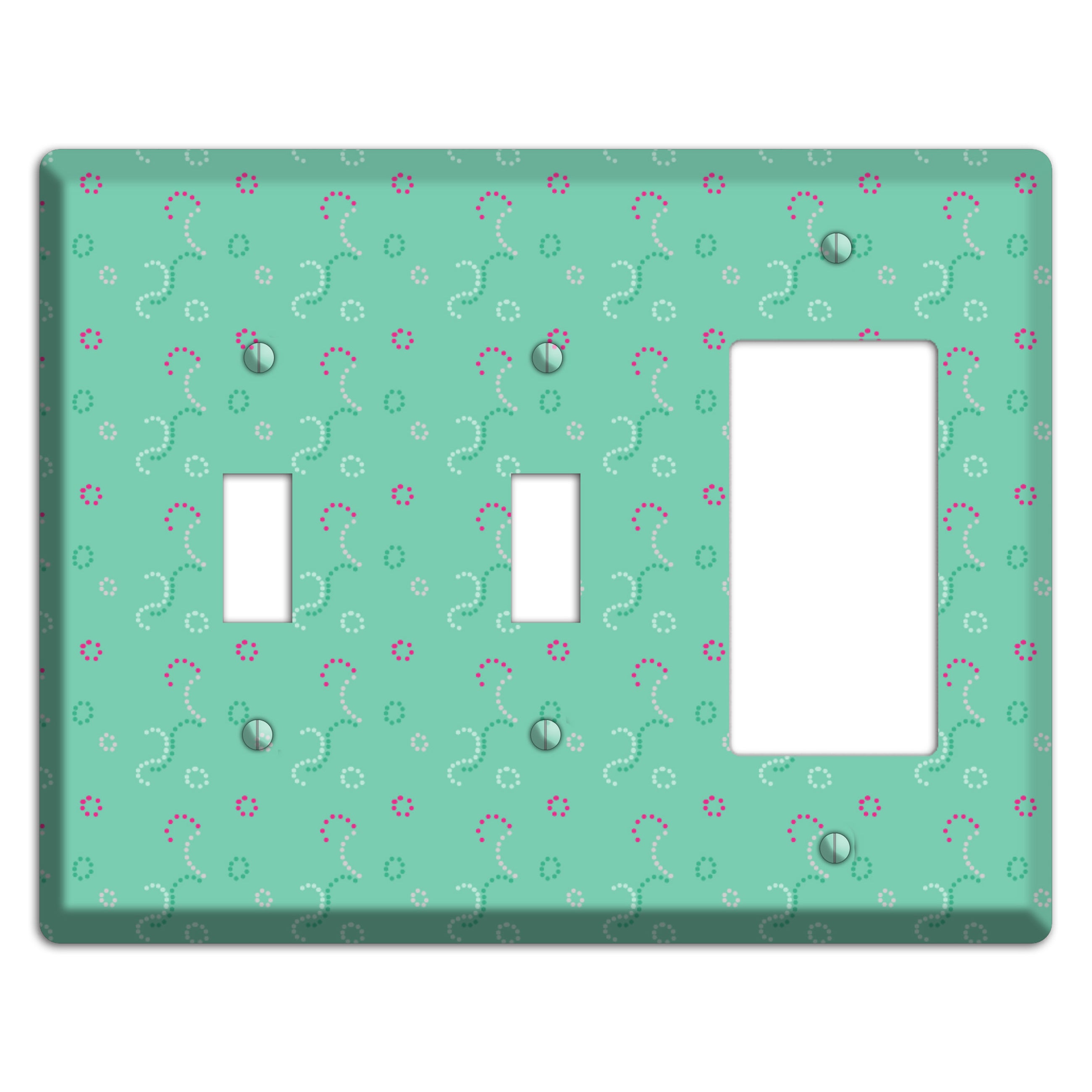 Multi Aqua with Fuschia Stipple 2 Toggle / Rocker Wallplate