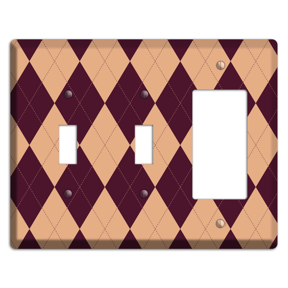 Purple and Beige Argyle 2 Toggle / Rocker Wallplate