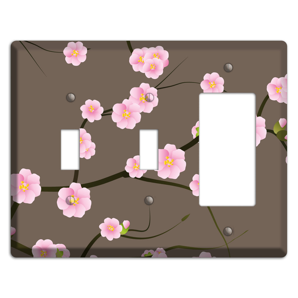 Pink and Brown Cherry Blossoms 2 Toggle / Rocker Wallplate