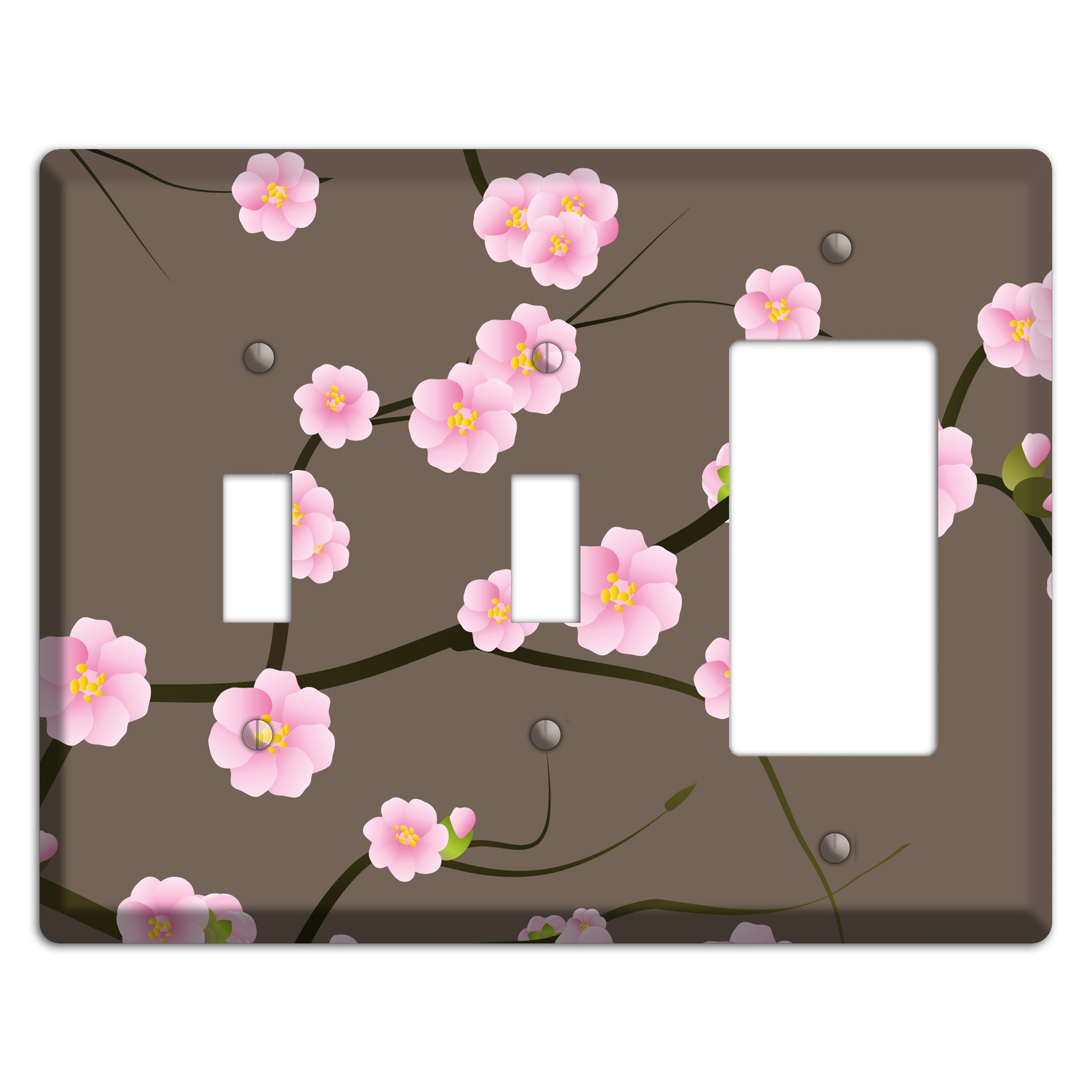 Pink and Brown Cherry Blossoms 2 Toggle / Rocker Wallplate