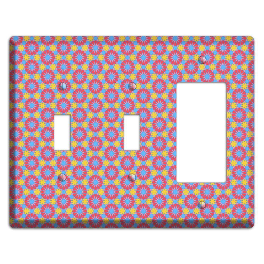 Fuschia Blue Yellow Foulard 2 Toggle / Rocker Wallplate