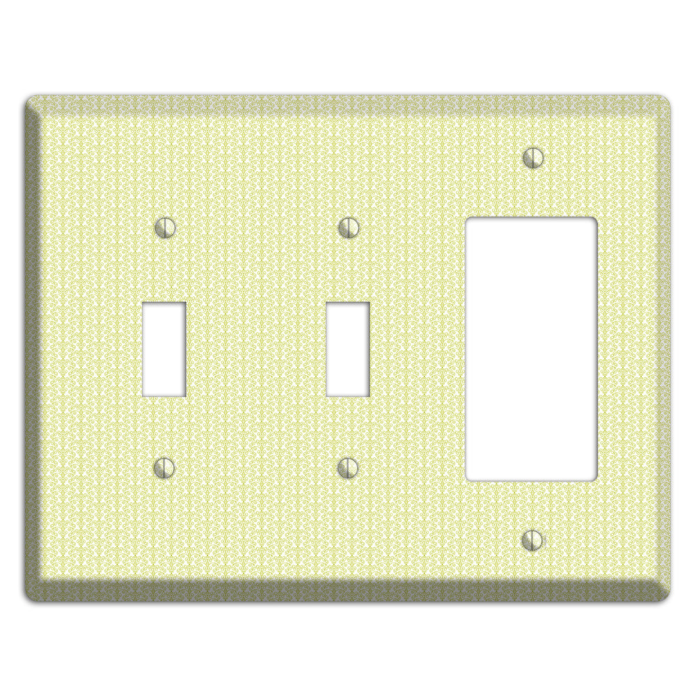 Olive Tiny Toile Half Drop 2 Toggle / Rocker Wallplate