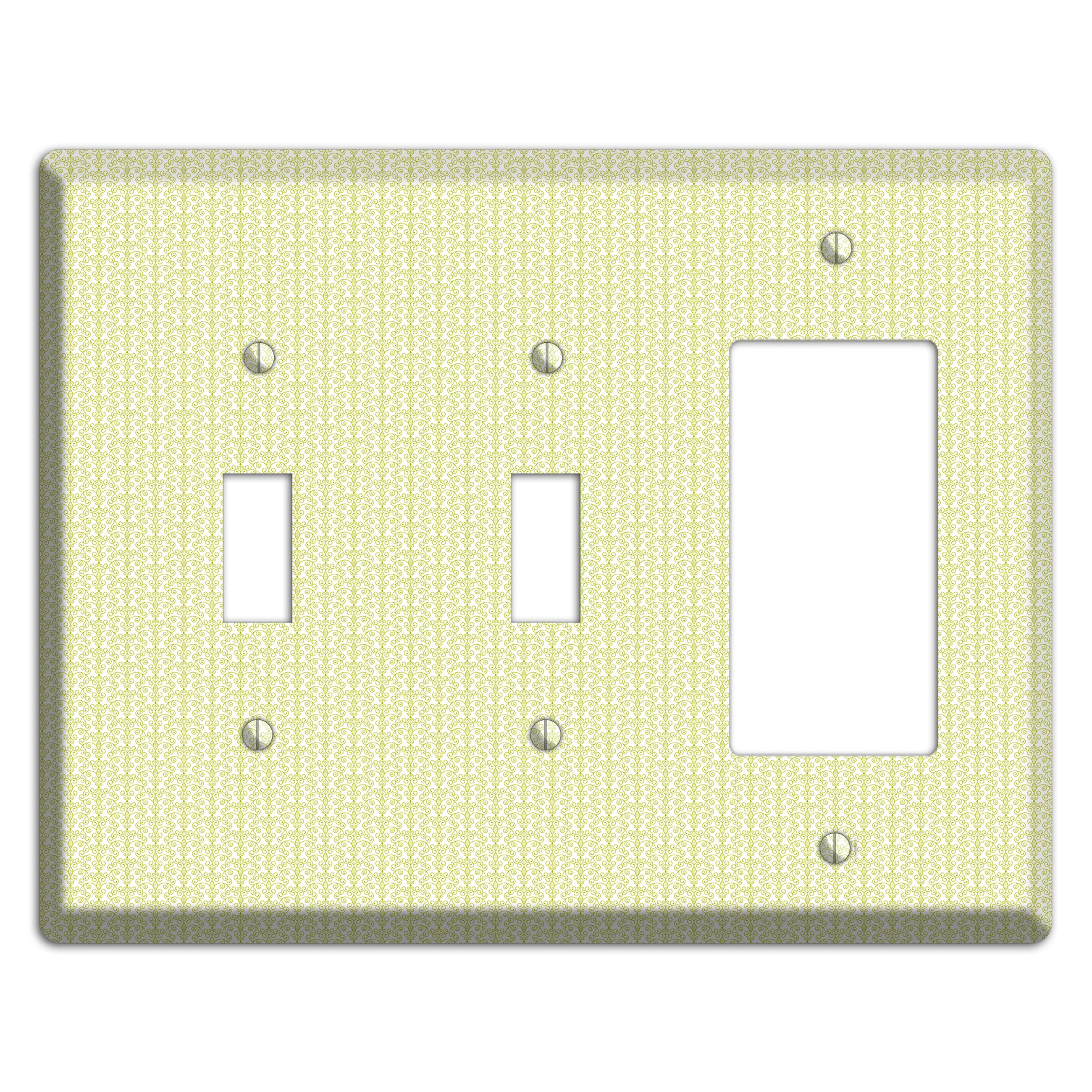 Olive Tiny Toile Half Drop 2 Toggle / Rocker Wallplate