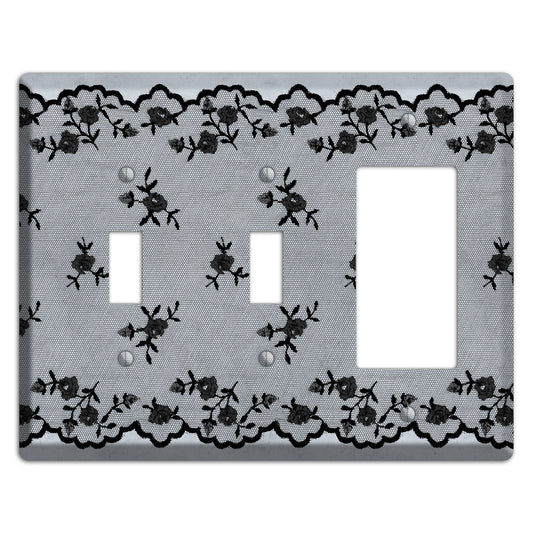 Embroidered Floral Gray 2 Toggle / Rocker Wallplate
