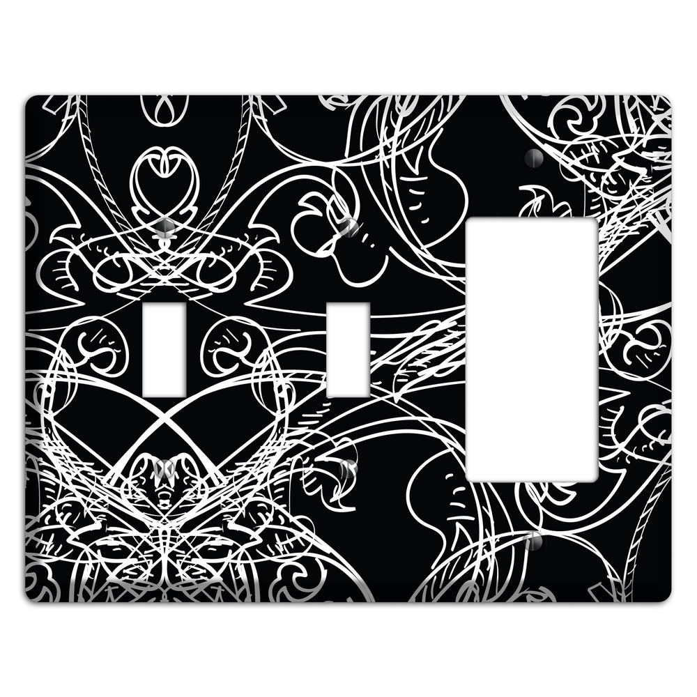 Black Deco Sketch 2 Toggle / Rocker Wallplate