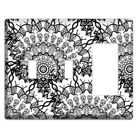 Mandala Black and White Style P Cover Plates 2 Toggle / Rocker Wallplate