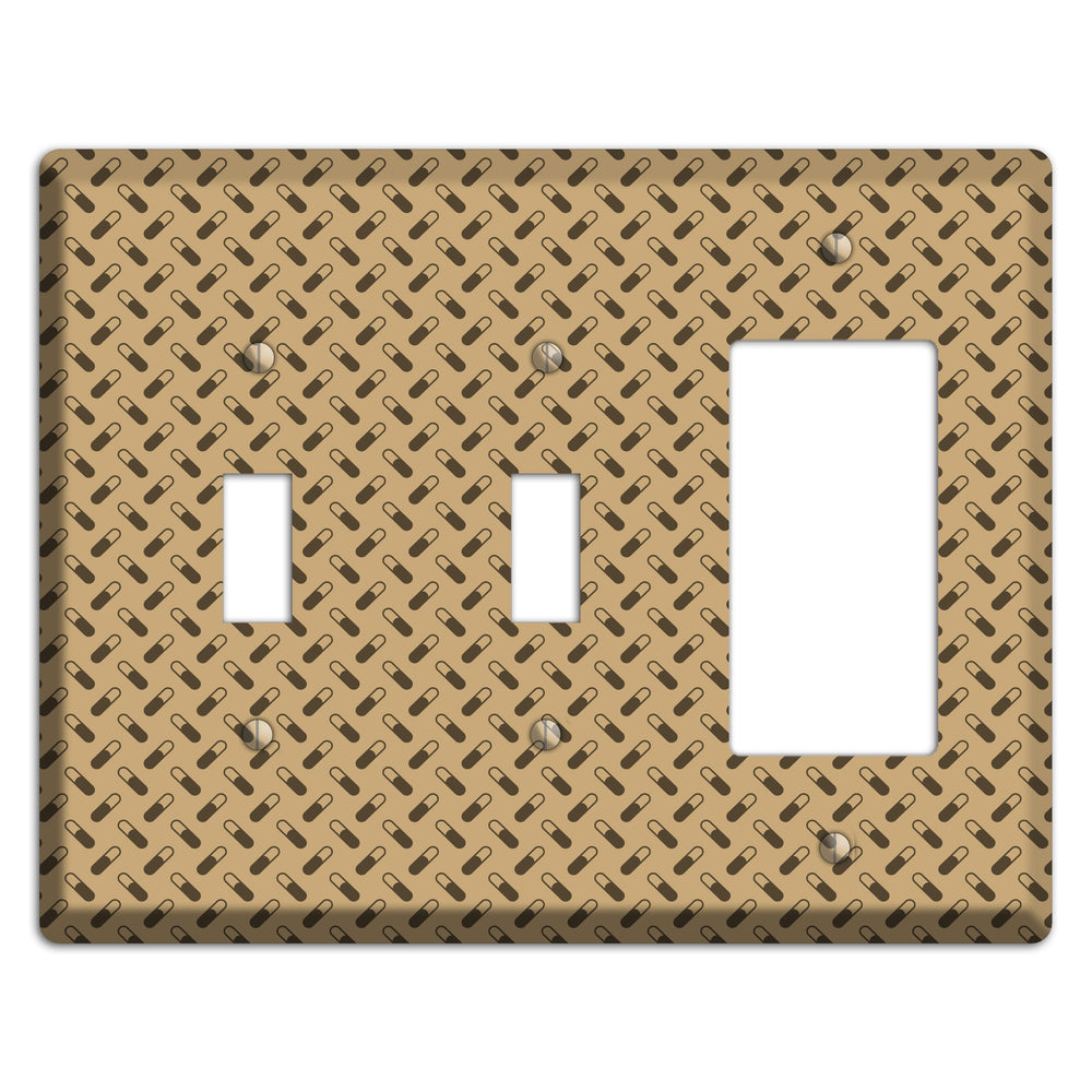 Beige with Brown Motif 2 Toggle / Rocker Wallplate