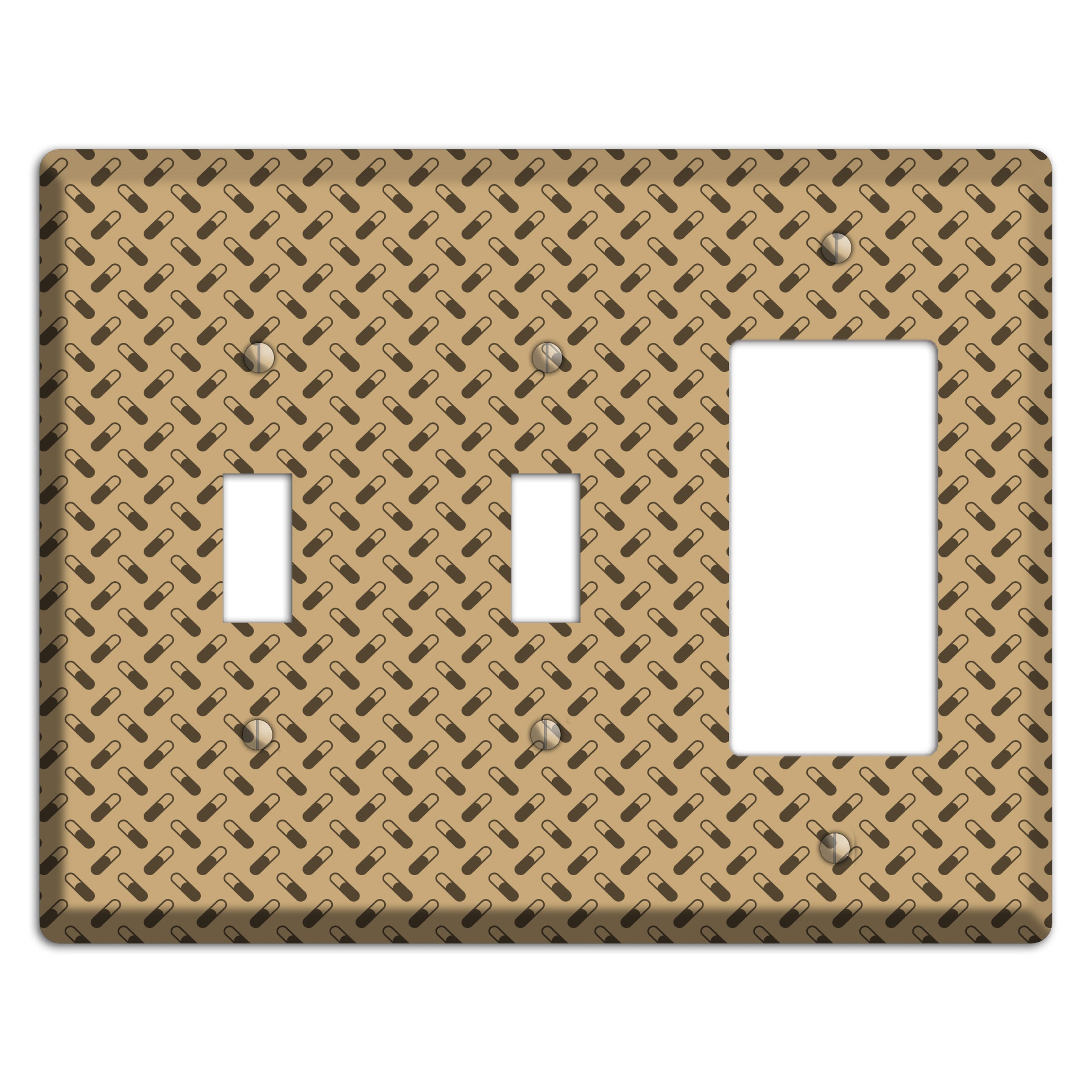 Beige with Brown Motif 2 Toggle / Rocker Wallplate