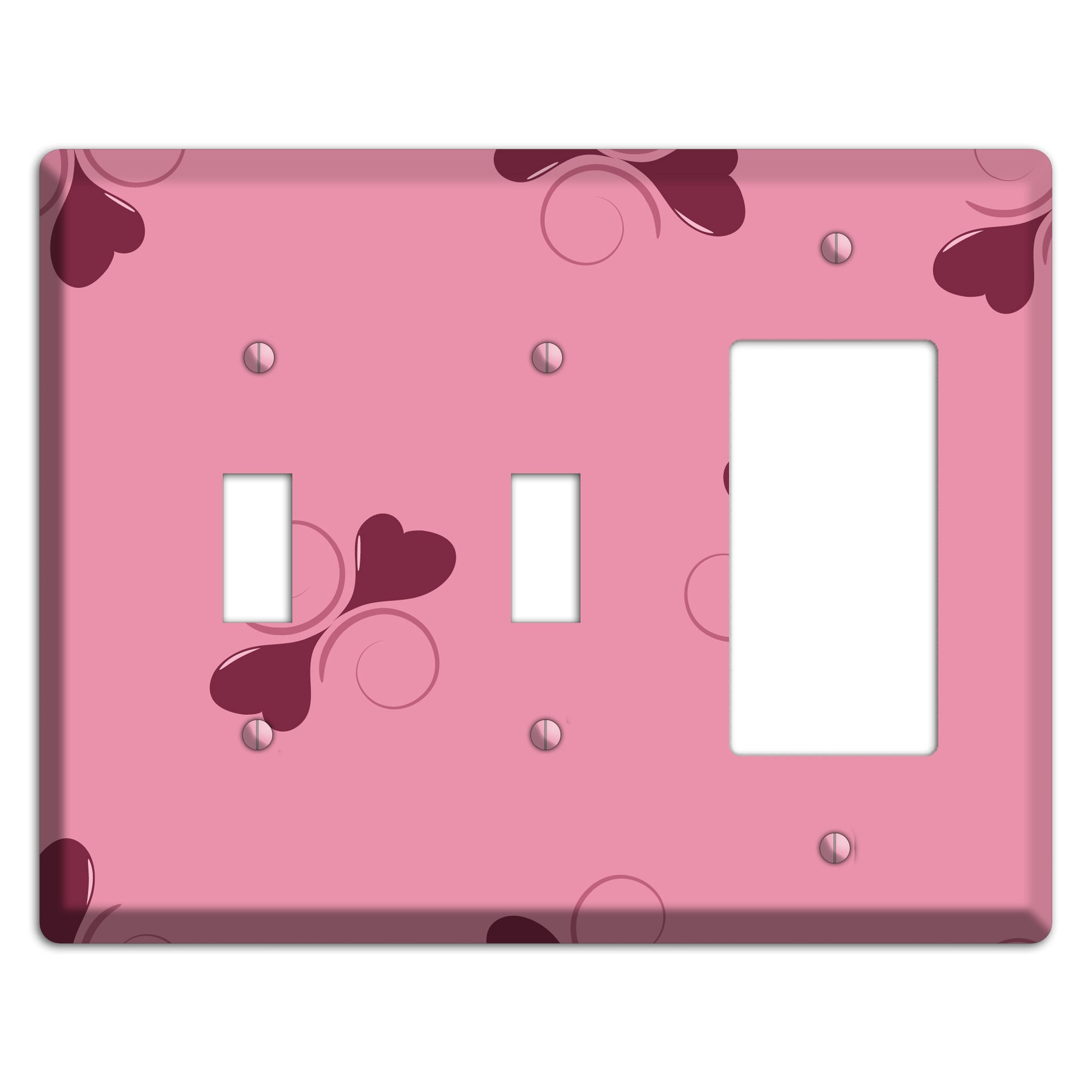 Pink with Hearts 2 Toggle / Rocker Wallplate