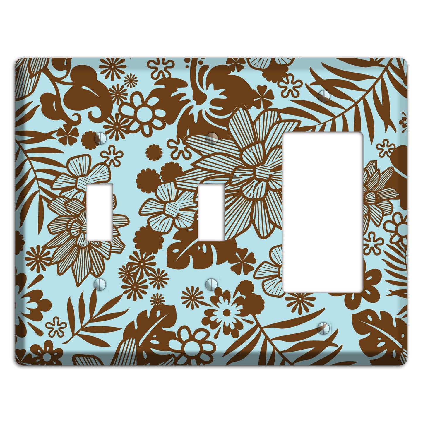 Blue and Brown Tropical 2 Toggle / Rocker Wallplate