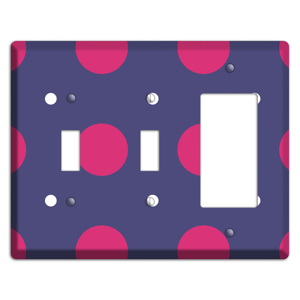 Purple with Purple and White Multi Tiled Medium Dots 2 Toggle / Rocker Wallplate
