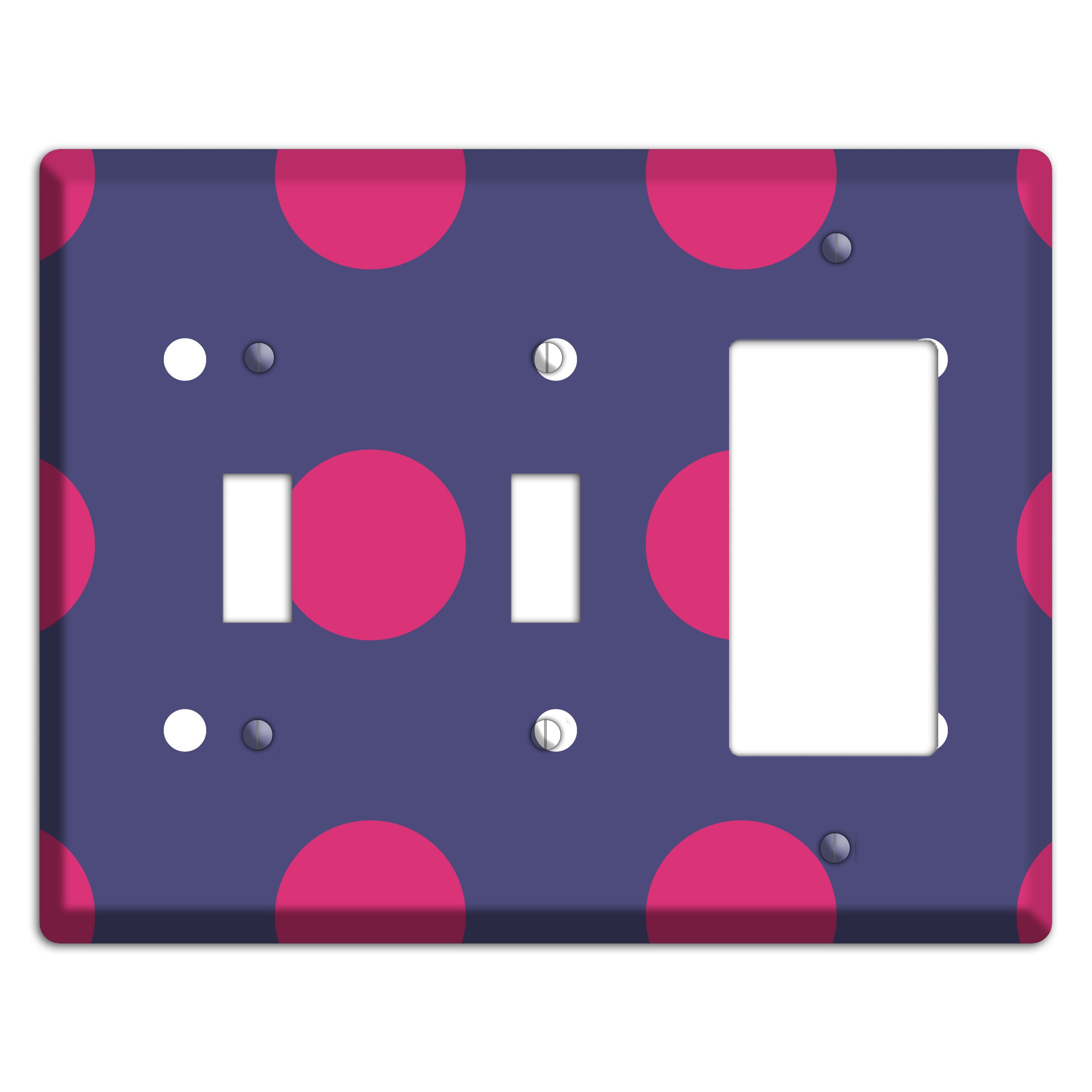 Purple with Purple and White Multi Tiled Medium Dots 2 Toggle / Rocker Wallplate