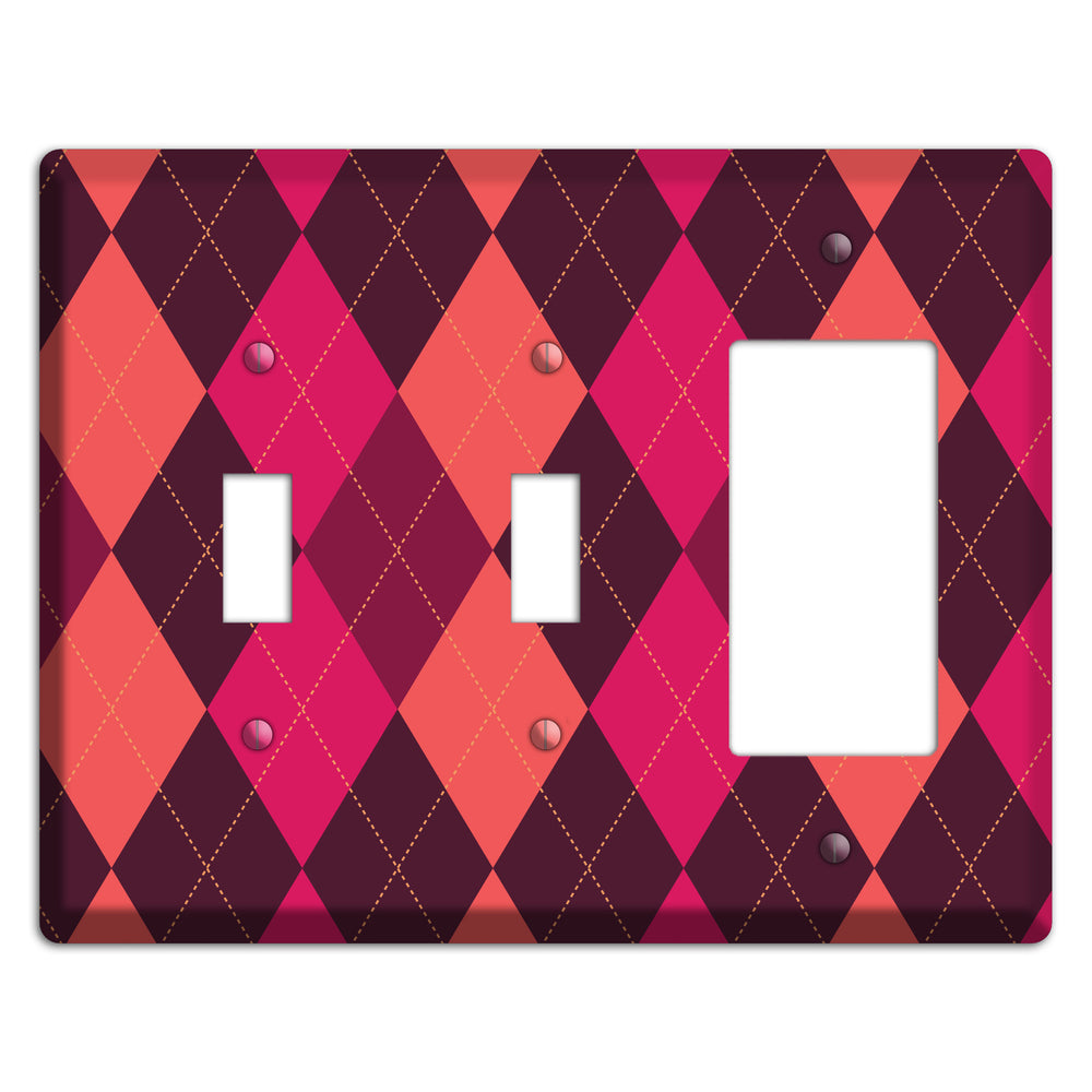Orange and Pink Argyle 2 Toggle / Rocker Wallplate