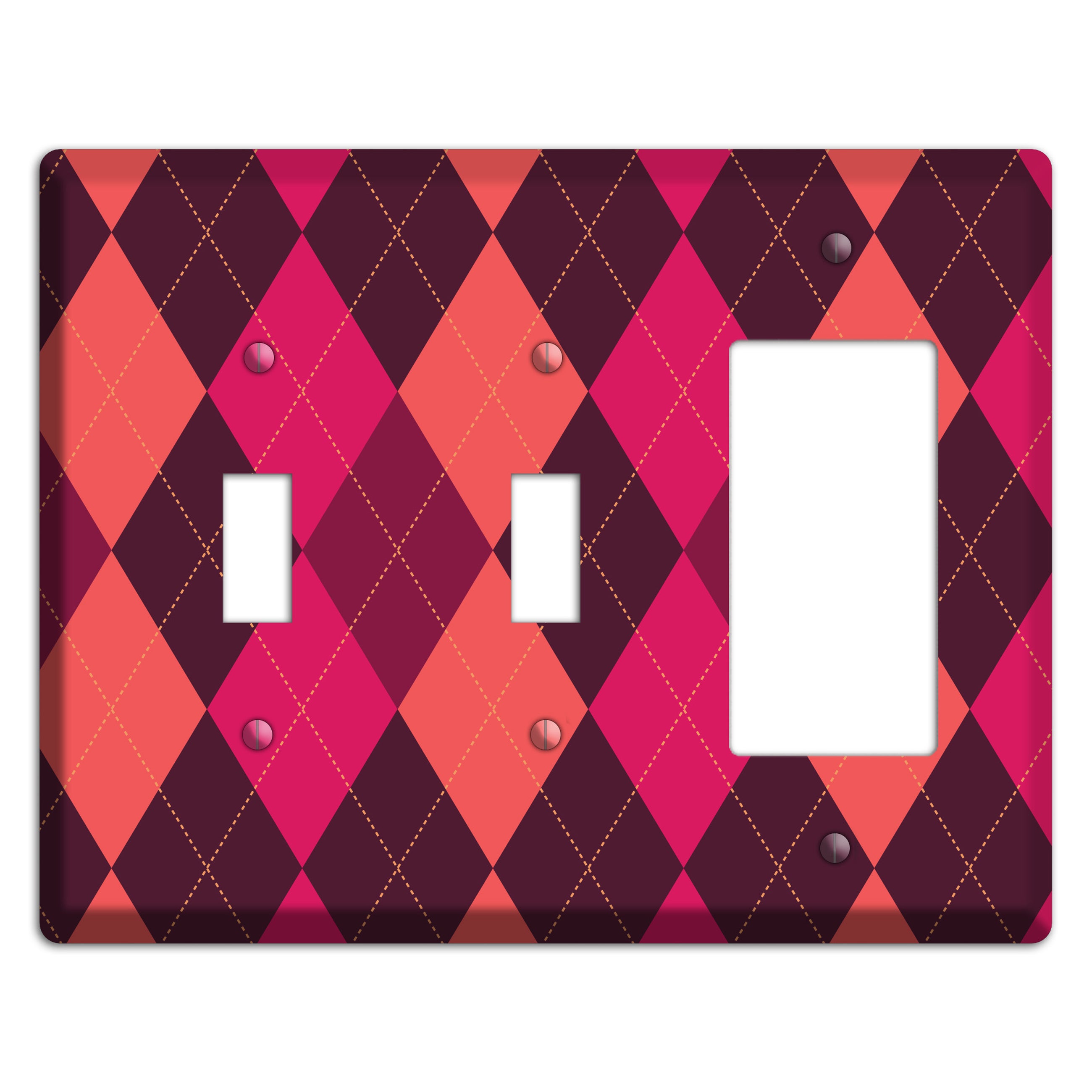 Orange and Pink Argyle 2 Toggle / Rocker Wallplate