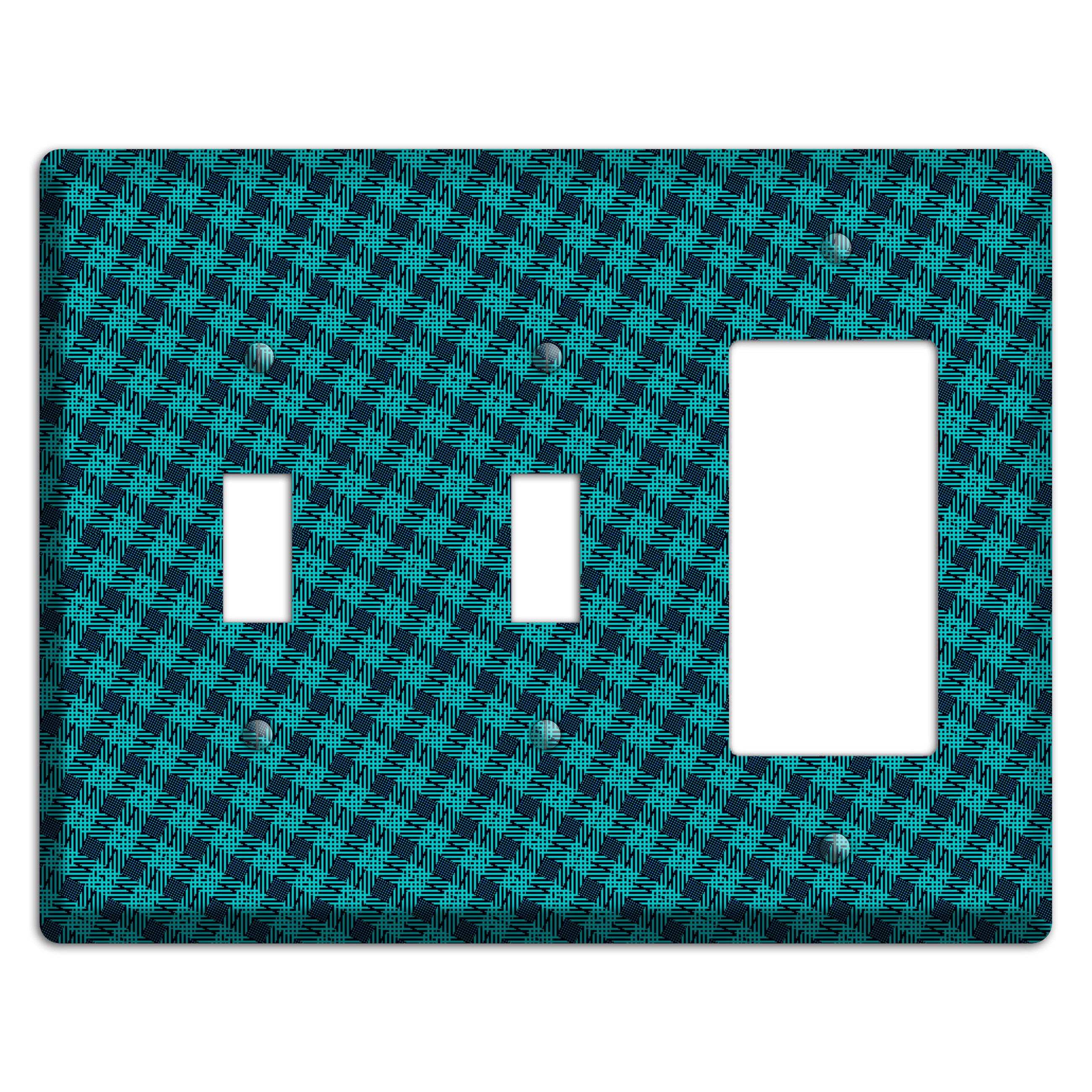 Turquoise Diamond Plaid 2 Toggle / Rocker Wallplate