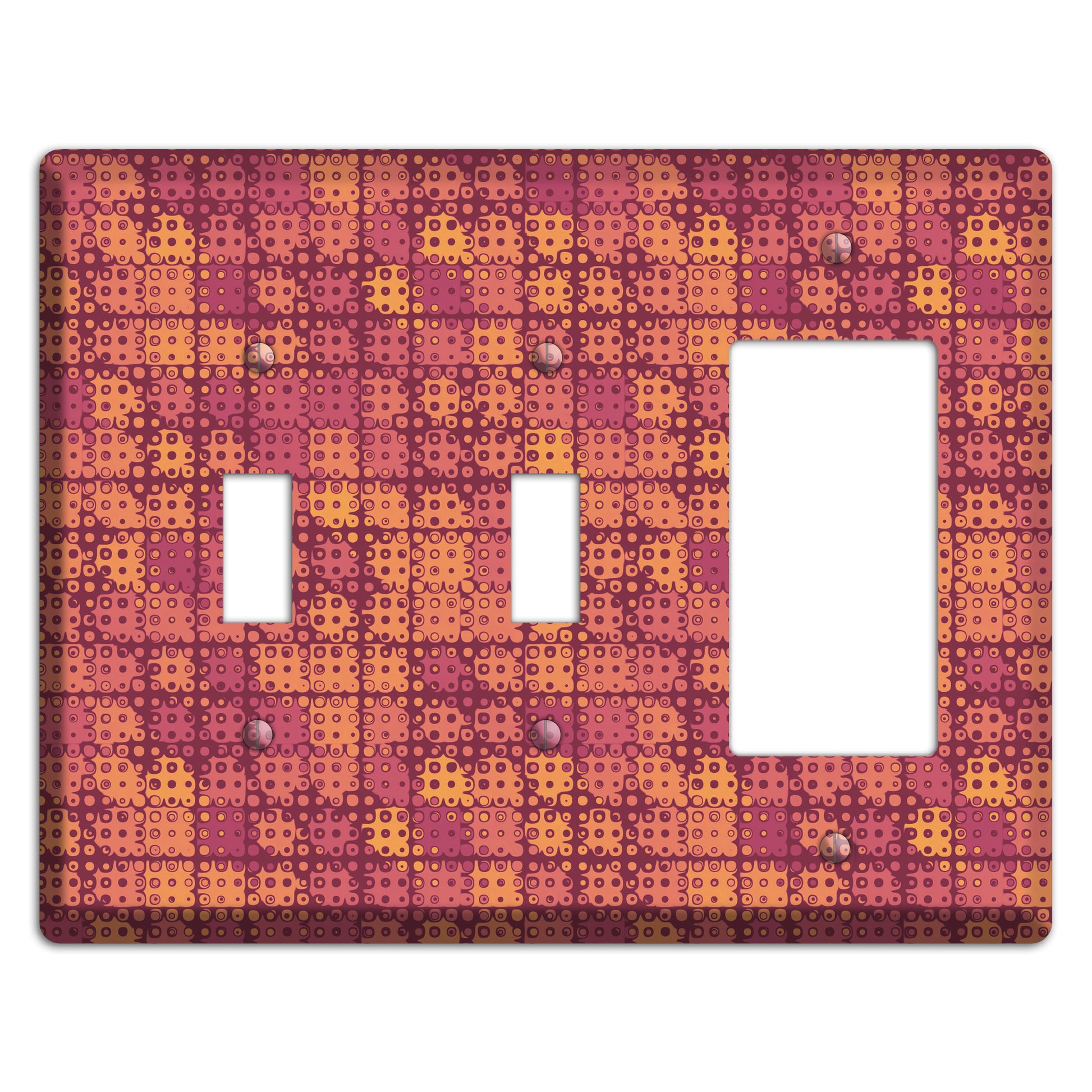 Coral Grunge Squares 2 Toggle / Rocker Wallplate