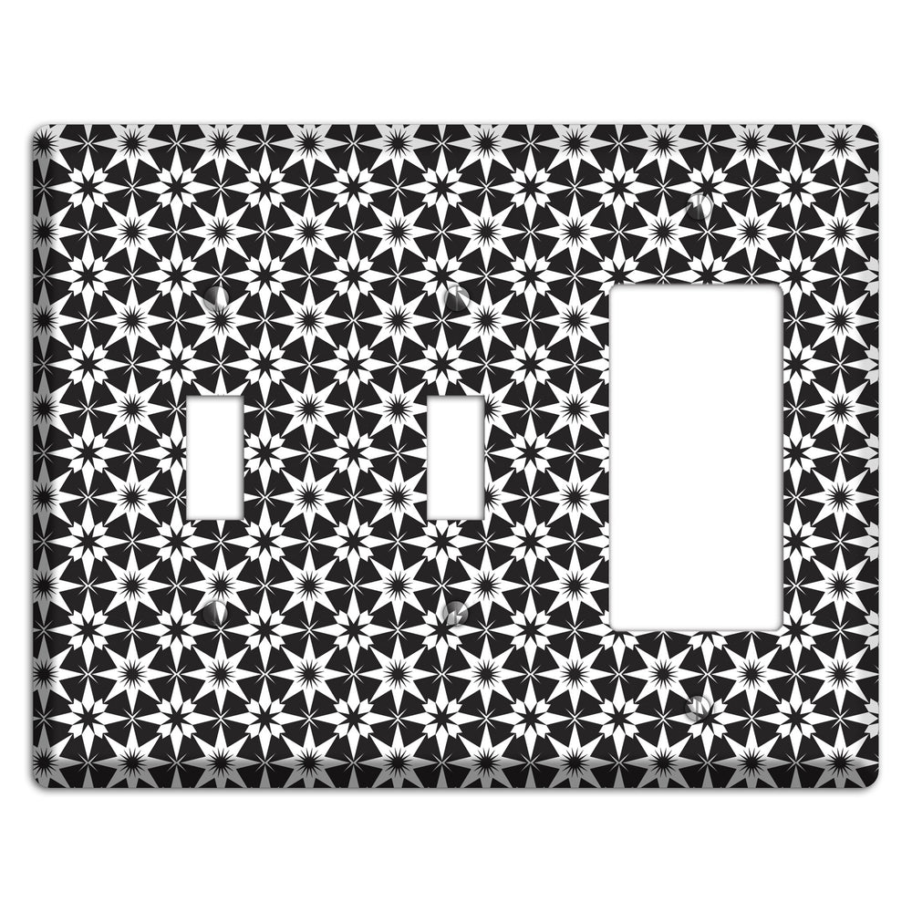 Black with White Foulard 2 Toggle / Rocker Wallplate