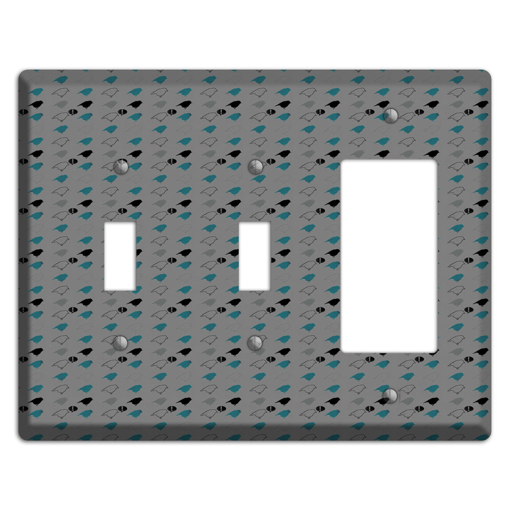 Grey with Small Green Birds 3 2 Toggle / Rocker Wallplate
