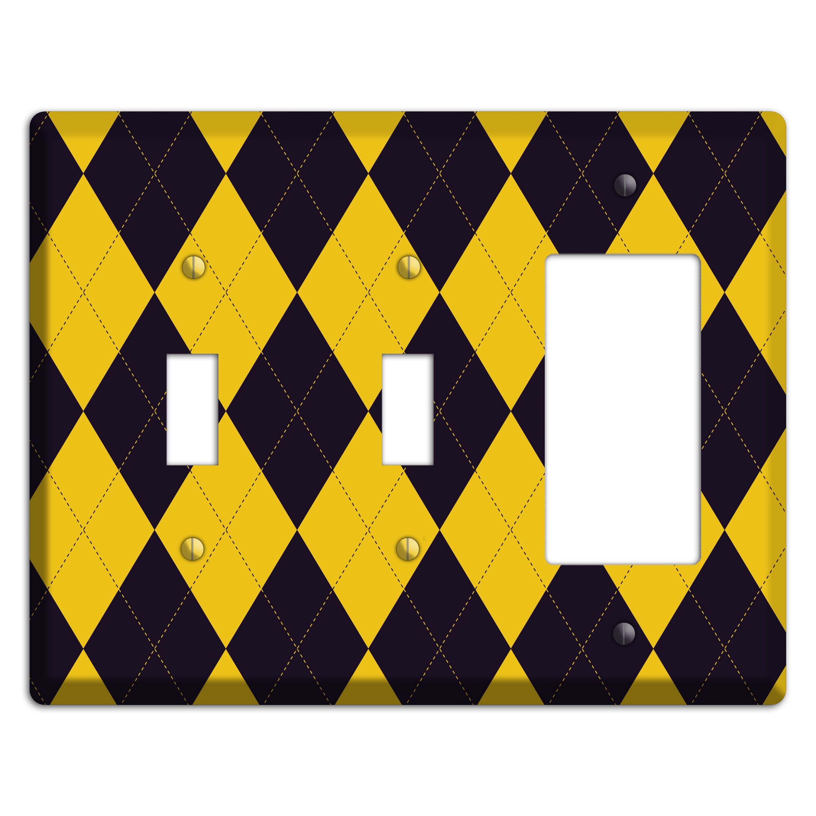Yellow and Dark Purple Argyle 2 Toggle / Rocker Wallplate
